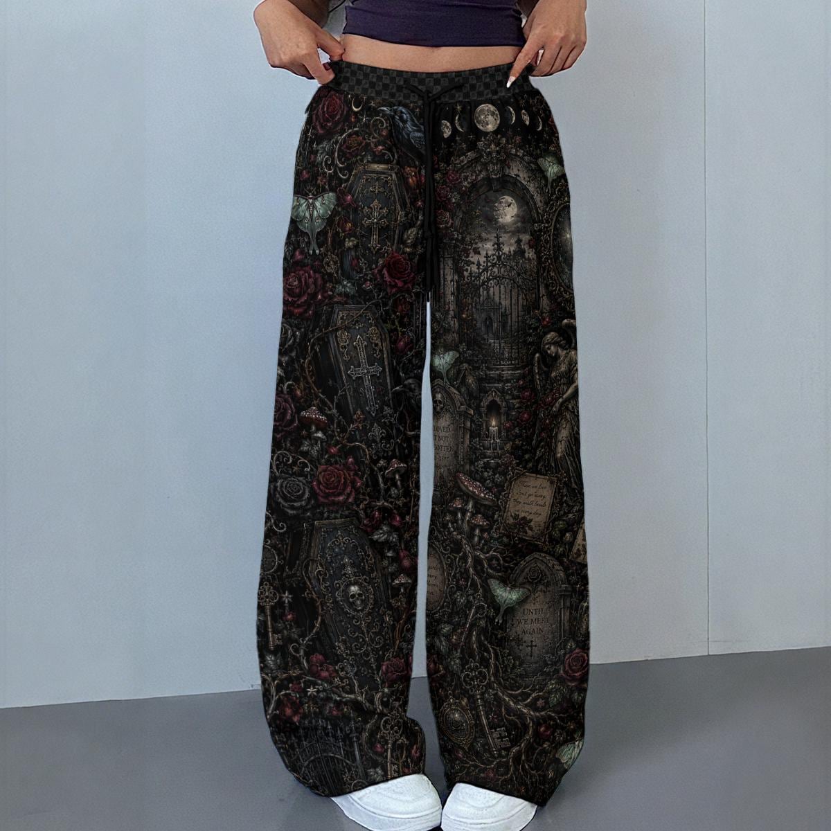 Victorian Grave Night Garden Women's Leg Trousers, Women's Casual Pants
