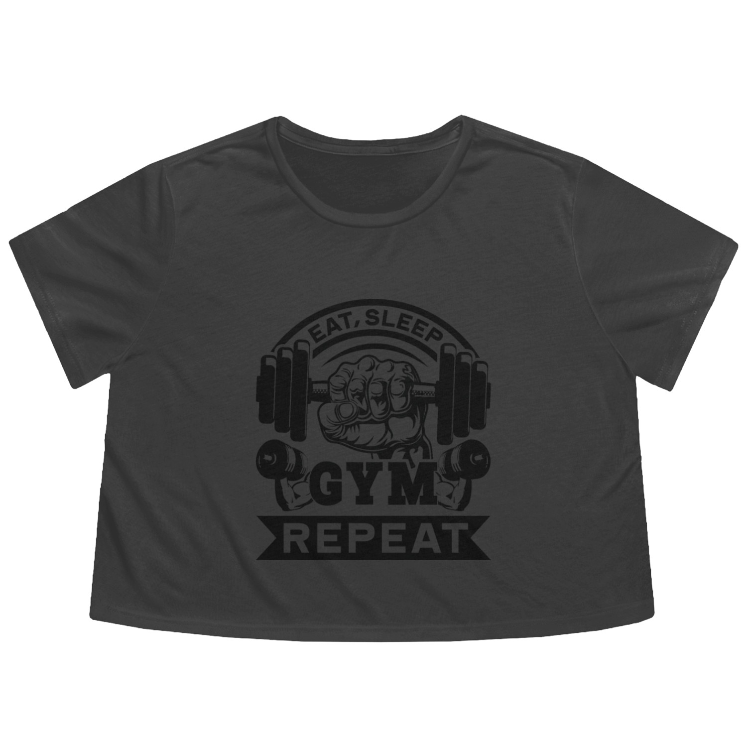 Eat sleep gym repeat gym fitness workout Flowy Cropped Tees