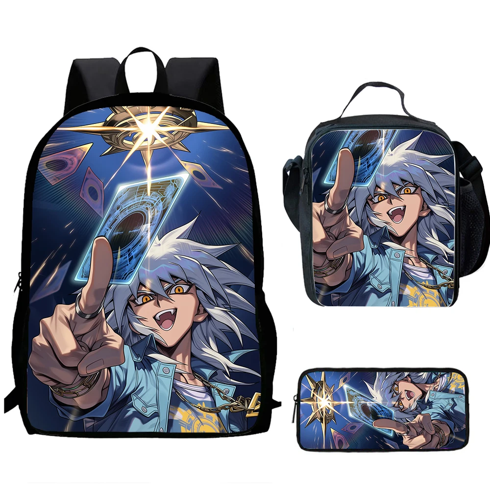 Child Yu Gi Oh Backpack Set with Lunch Bag and Pencil Case, School Bags for Boys and Girls