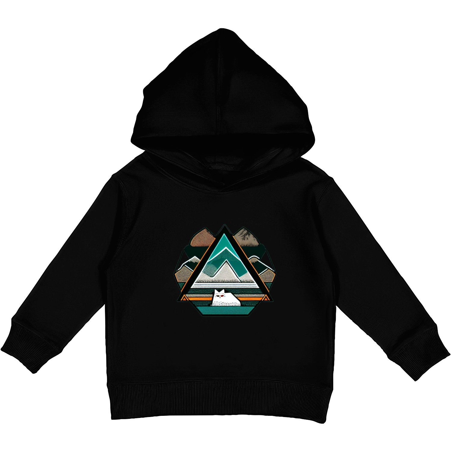 Kitty in the Mountains Kids Pullover Hoodies