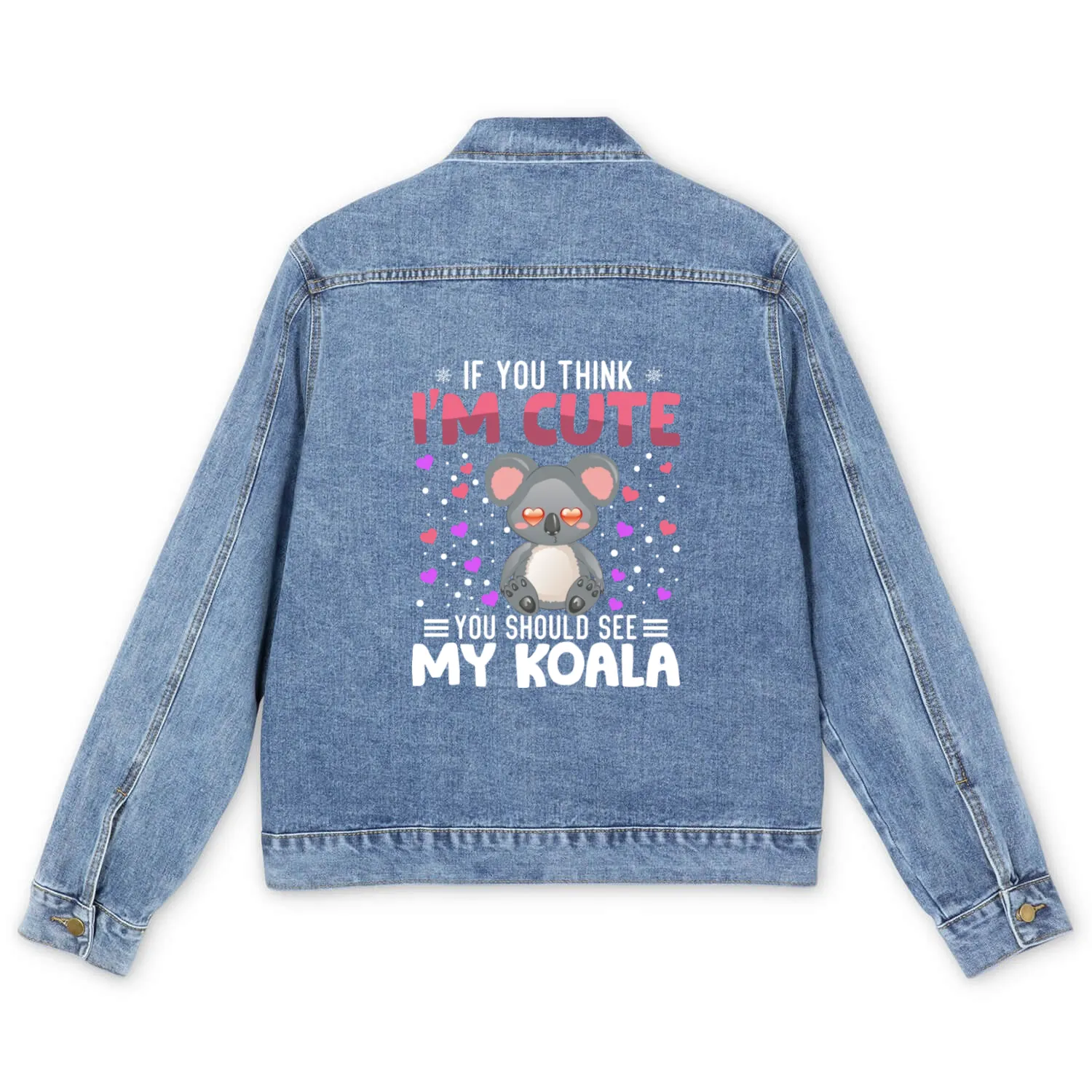 Koala Heart Valentine's Day Animal For Womens Kids Men's Denim Jackets