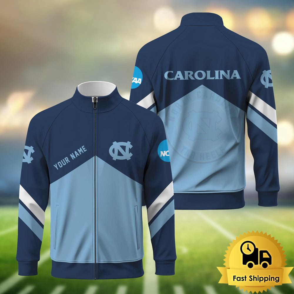 North Carolina Tar Heels Logo Custom Standing Neck Zipper Jacket