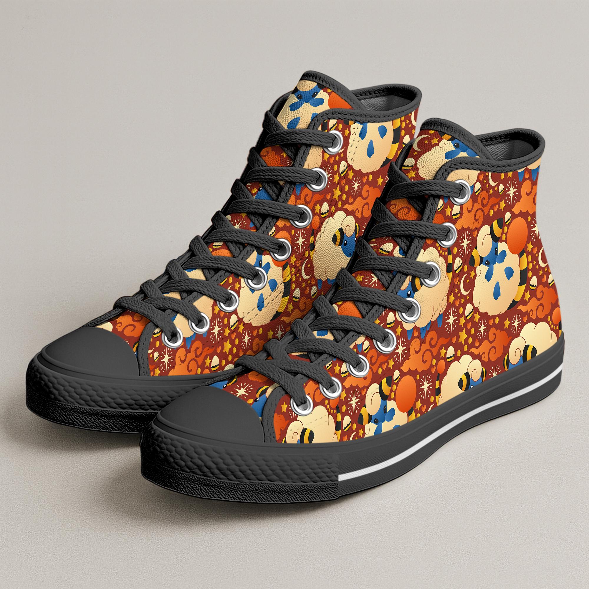 Mareep High Top Shoes, Cute Kawaii Sheep Anime Sneakers, Mareep Shoes Gift