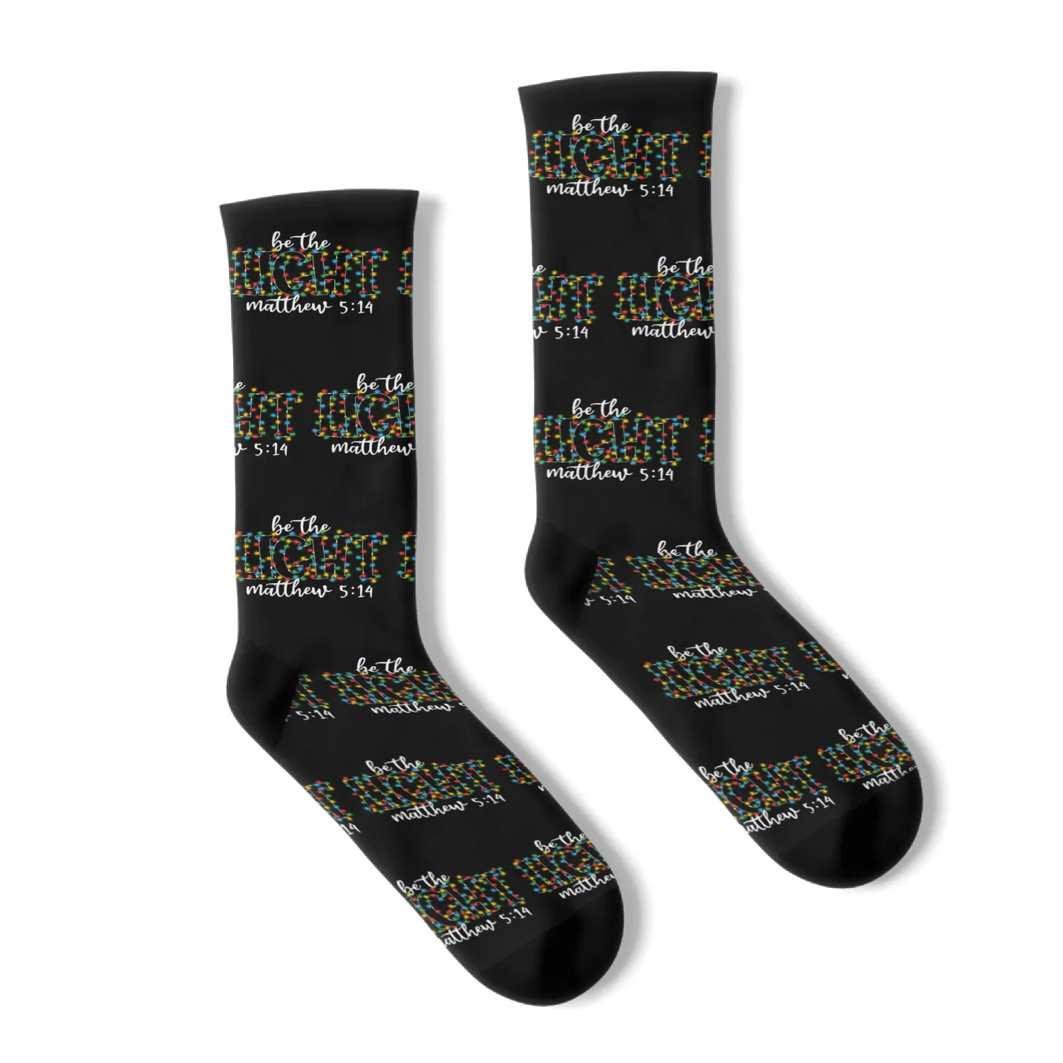 Be The Light Mathew Christmas Lights Teacher Socks