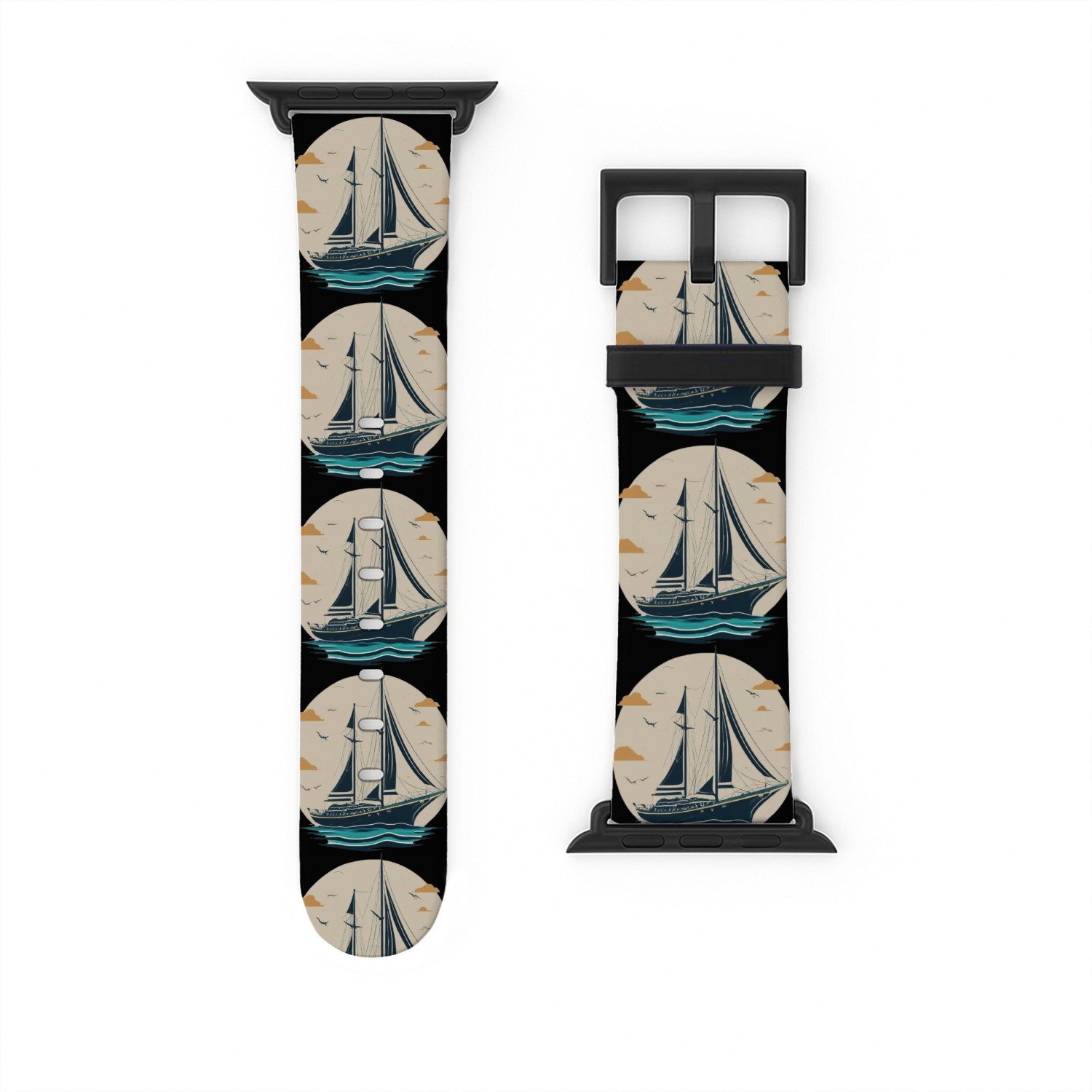 Set Sail on Freedom (Sailing Yacht Outline) Watch Bands For Apple Watch