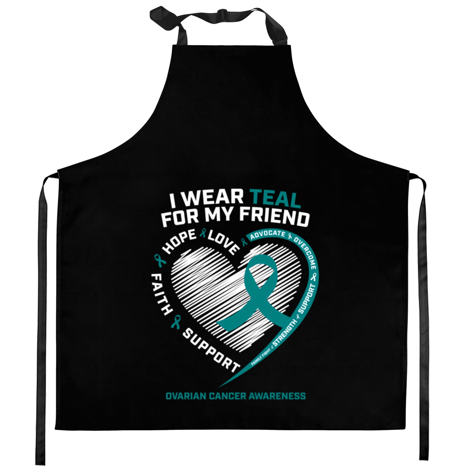 Teal Ribbon Ovarian Cancer Awareness Friend Kitchen Aprons