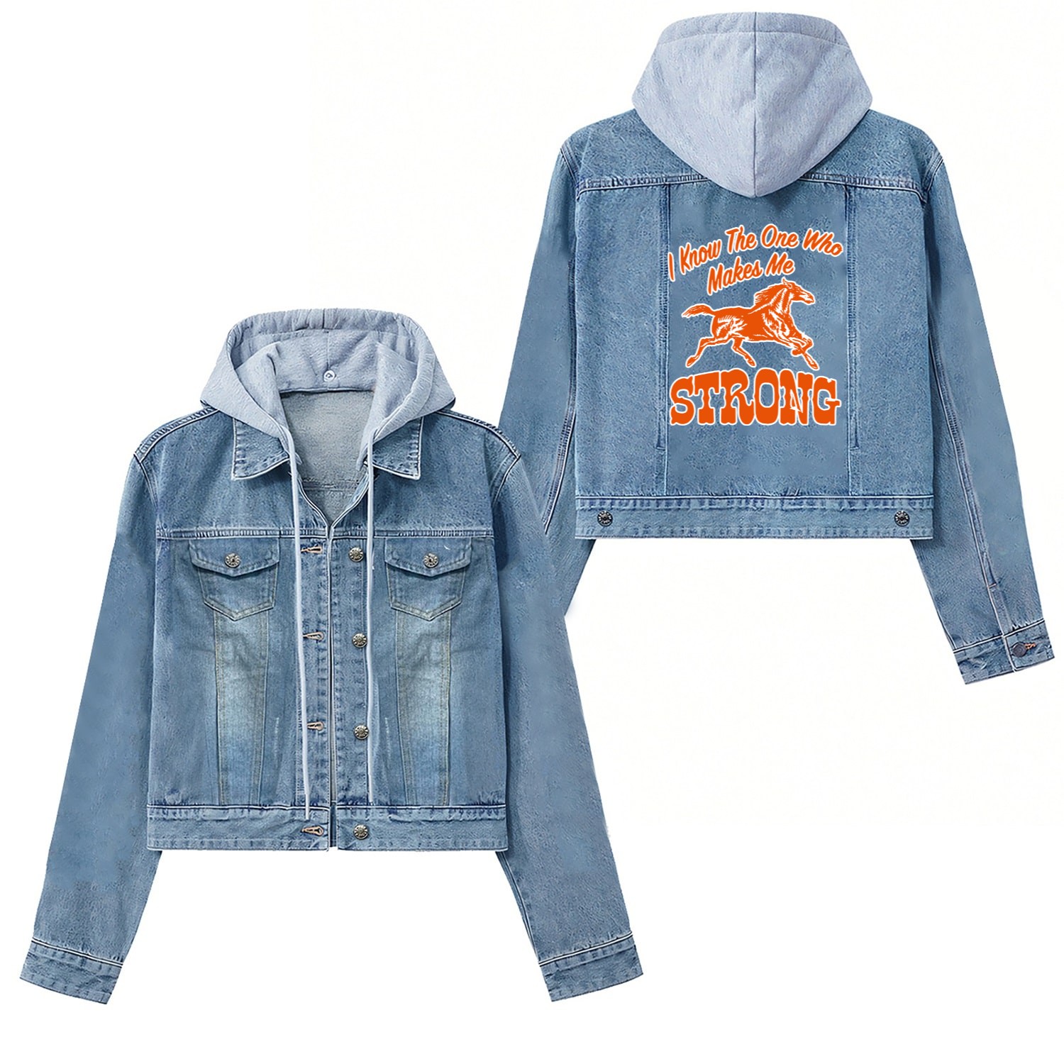 I Know The One Who Makes Me Strong Women's Denim Jackets