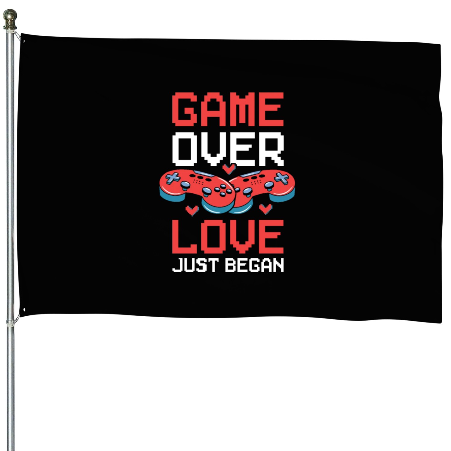 Valentine's Day Gamer Playing Video Game Couples House Flags