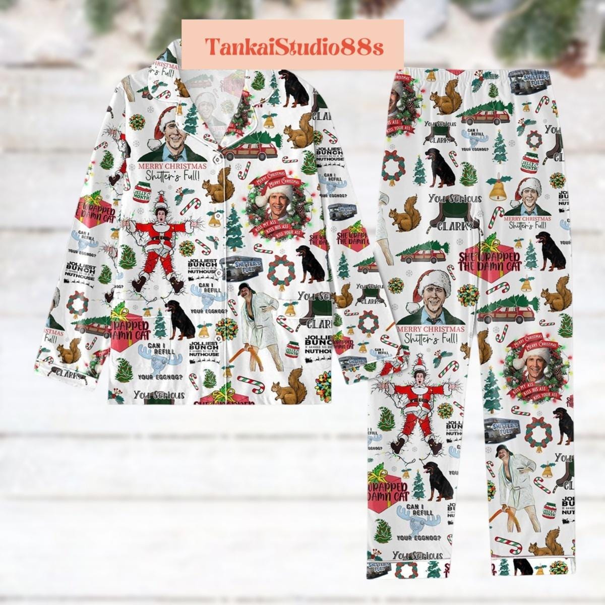 Merry Christmas Shitter's Full Pajamas, Christmas Vacation Pajamas Set, National Lampoons Xmas Pajamas, Christmas Gift