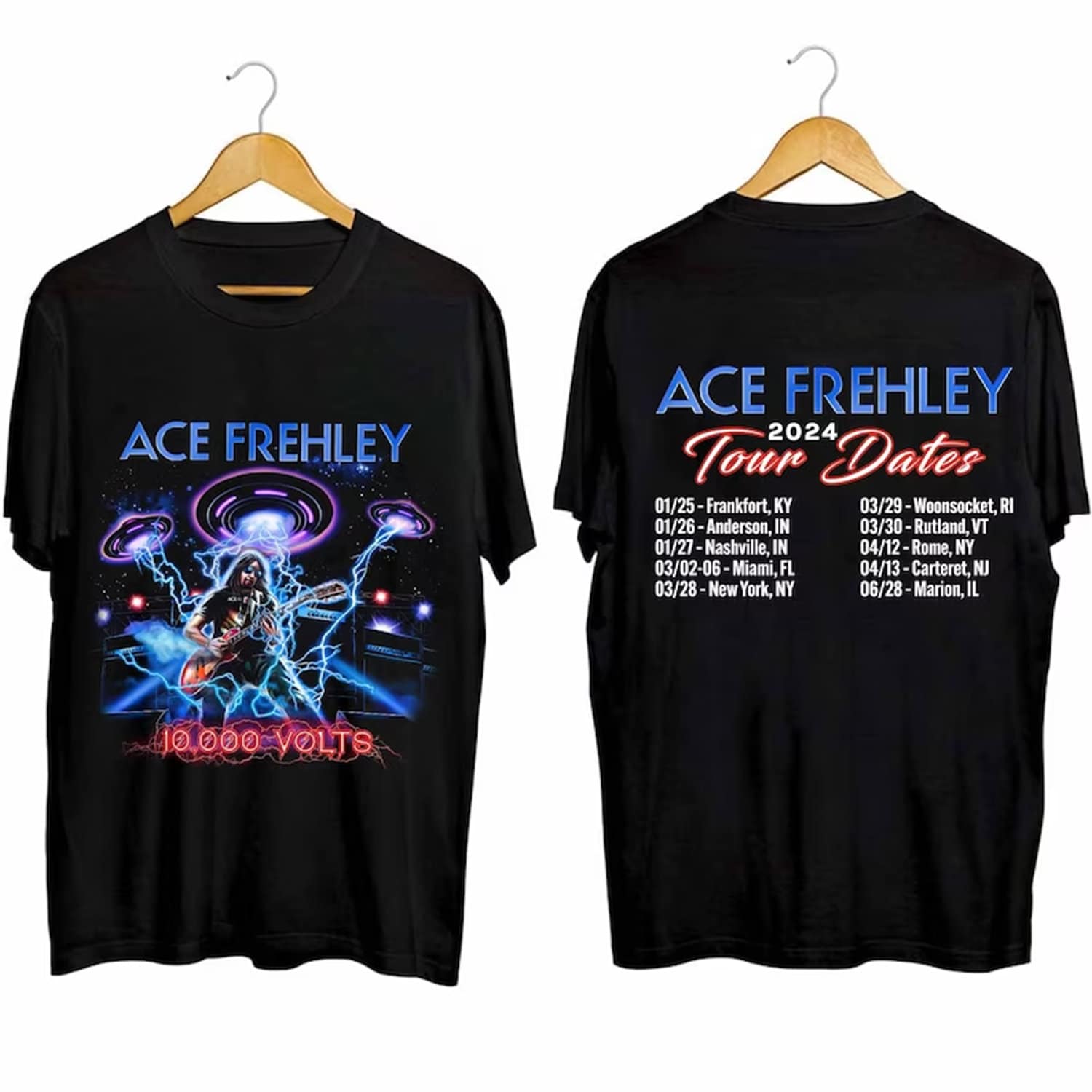 Ace Frehleys 2024 Tour Shirt, Ace Frehley 2024 Concert Double Sided Unisex T-Shirt