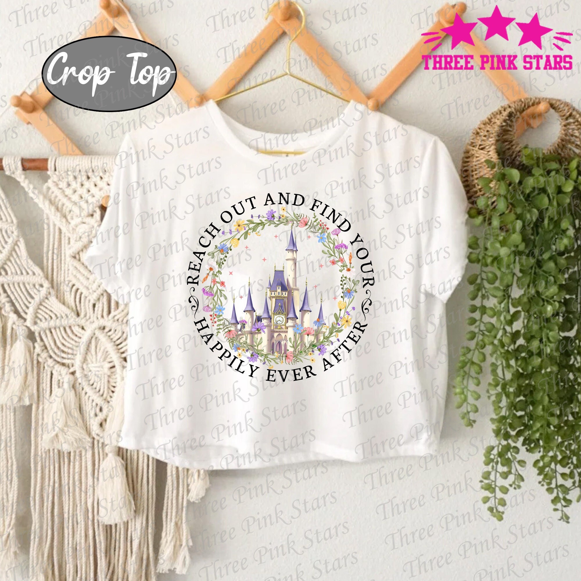 Floral Magic Kingdom Crop Top, Princess Castle Crop Tee, Cinde Castle Crop Top, Magical Vacation Trip Tee E5152