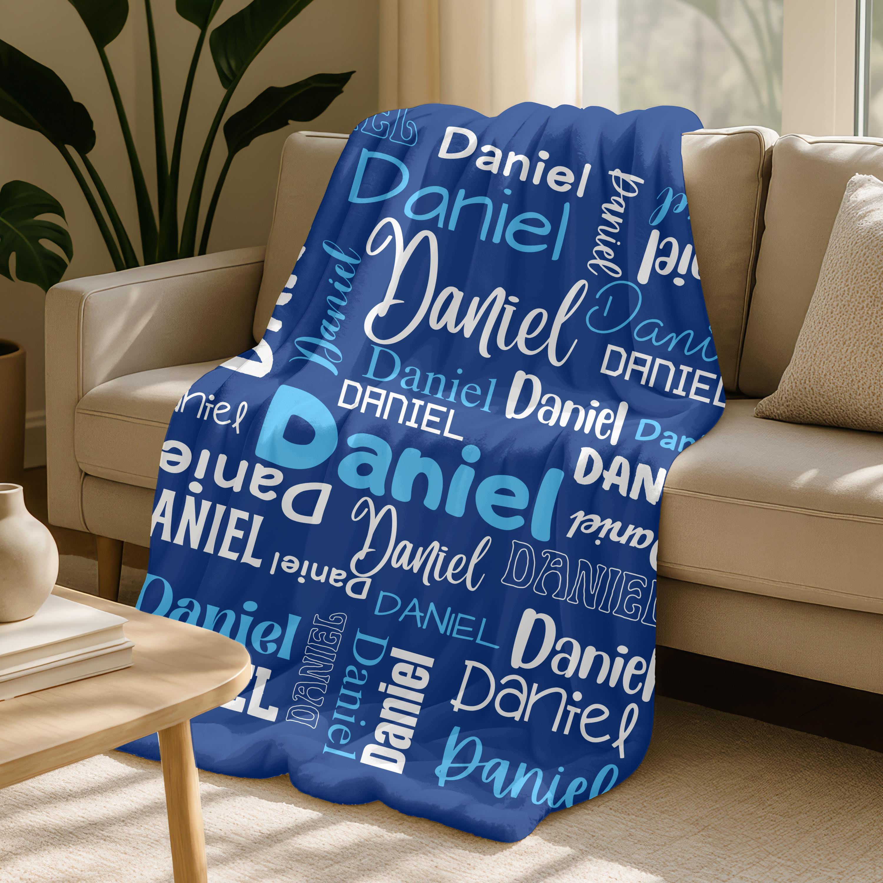 Personalized Name Fleece Blanket for Kids and Nursery Adults Christmas Cozy Home Decor
