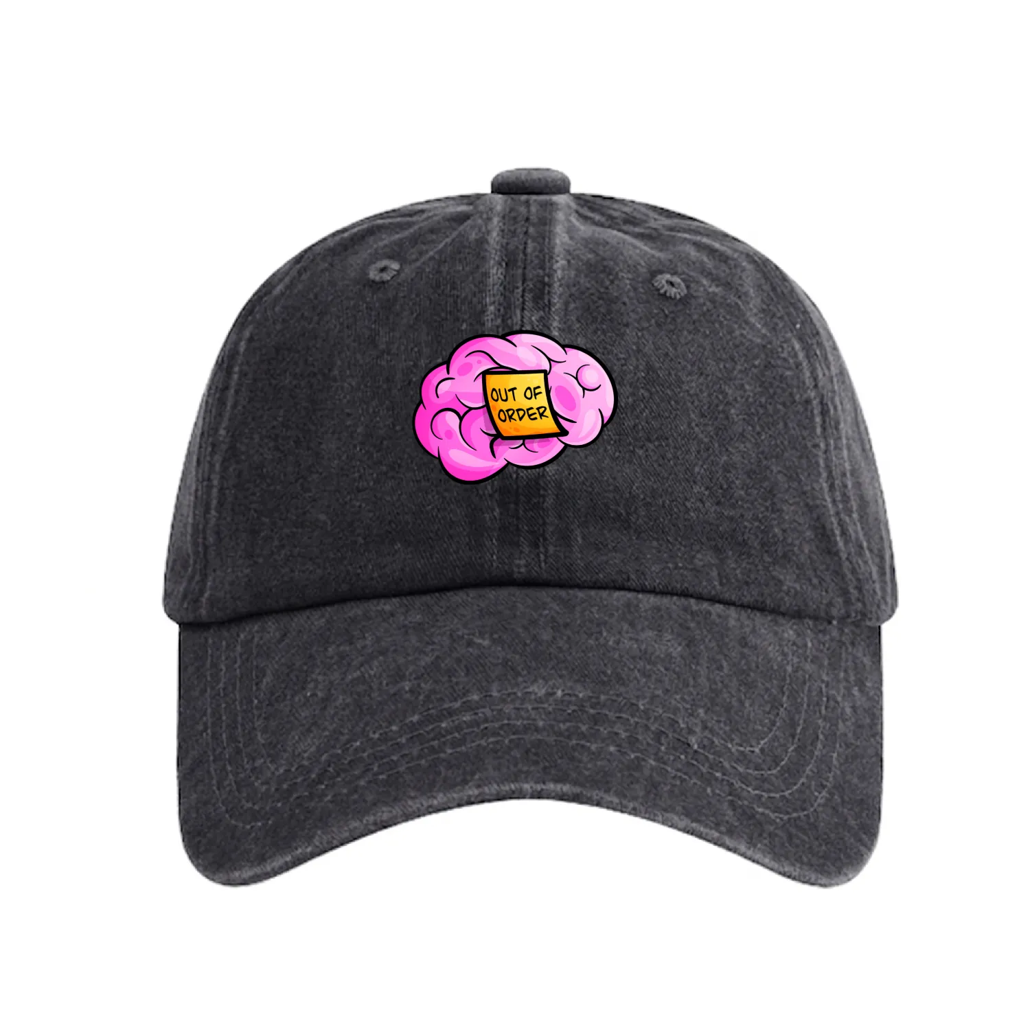 Out Of Order Logo Washed Denim Baseball Caps
