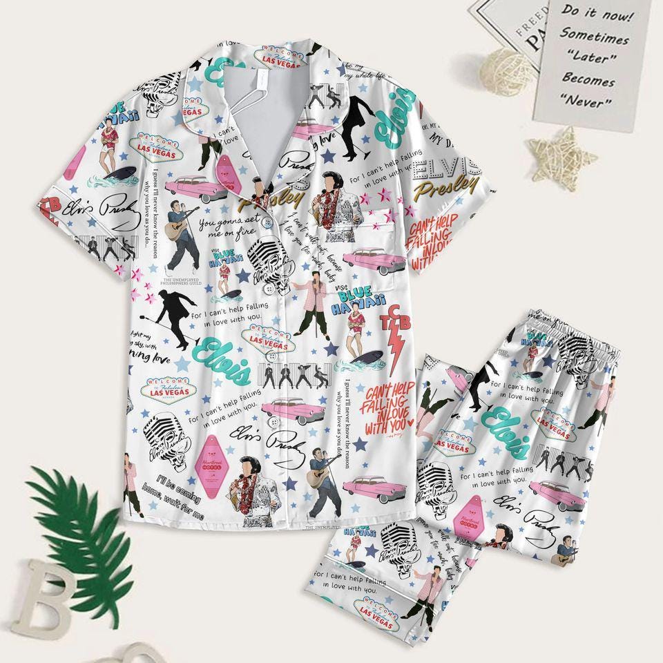 Elvis Pajamas, Set Elvis Shirt, Elvis Presley Elvis Presley Lovers