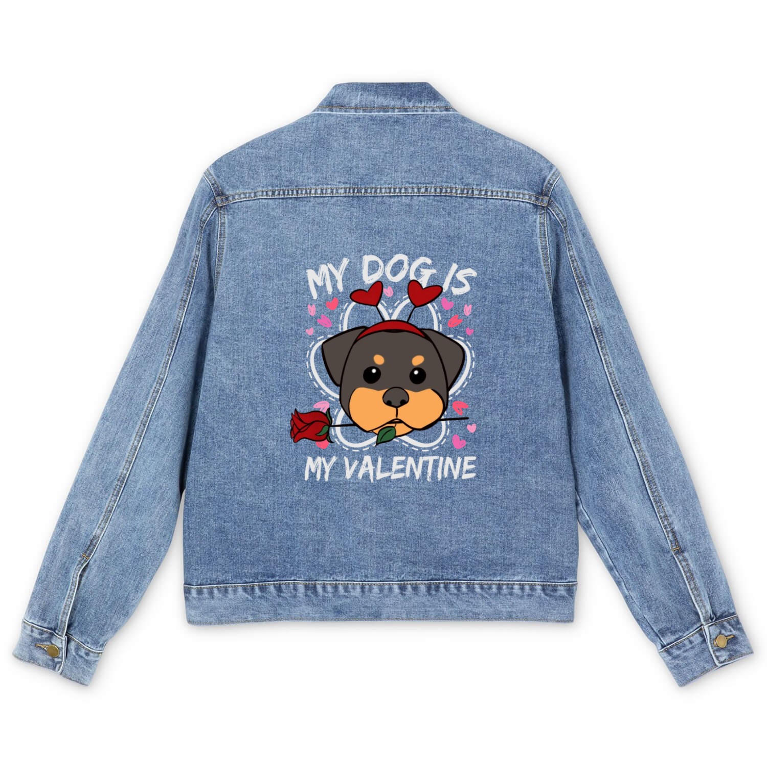 My Dog Is My Valentine Men's Denim Jackets