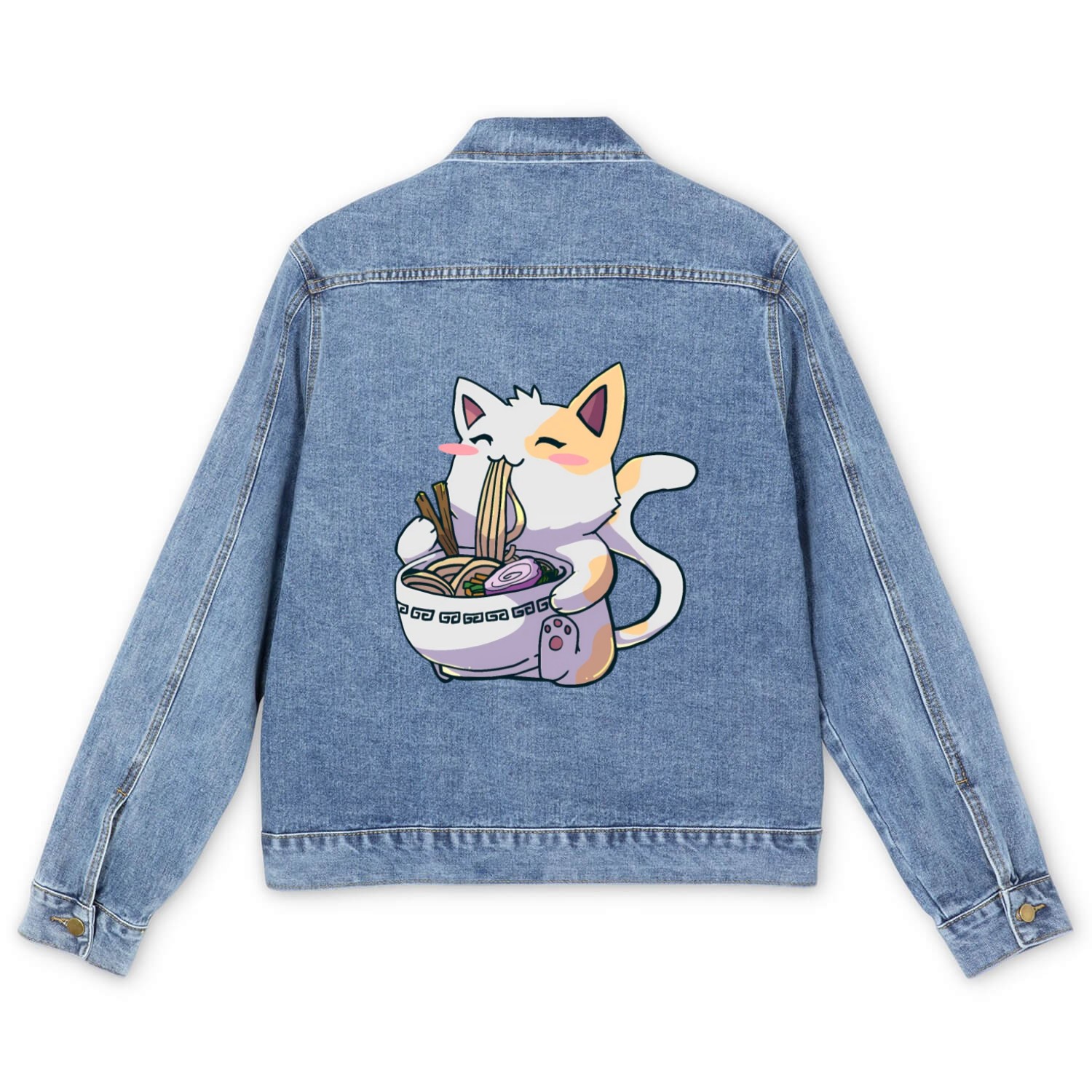 Ramen Cat Kawaii Anime Japanese Kawaii Neko Men's Denim Jackets