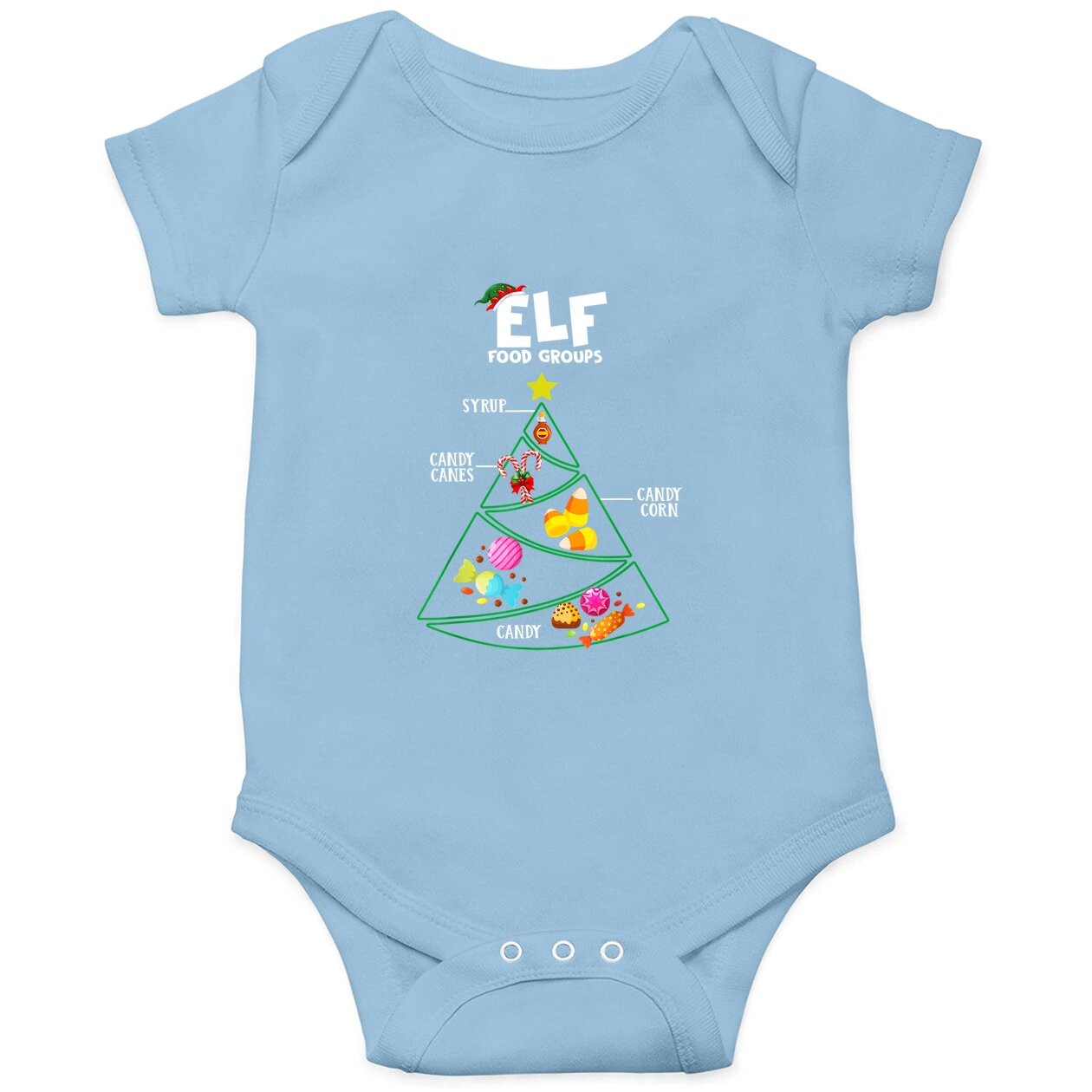 Food Groups Elf Buddy Christmas Baby Bodysuit