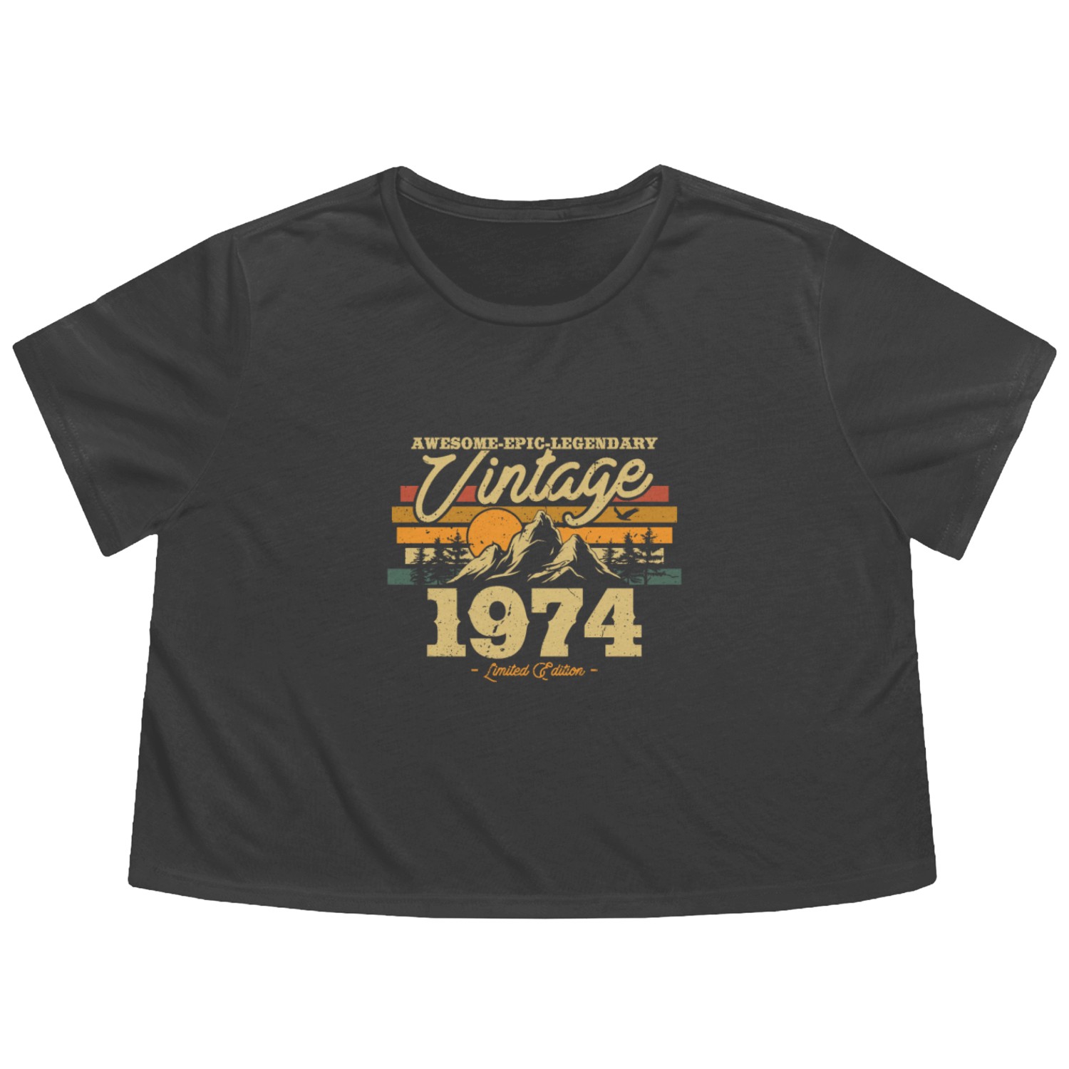 Vintage 1974 Birthday Gift Flowy Cropped Tees