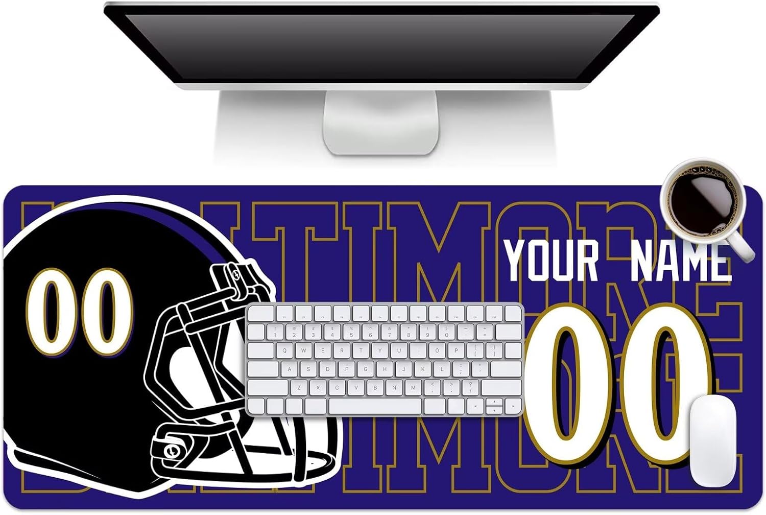 Custom Baltimore Ravens Mouse Pad, Desk Pad for Men Women Youth Gifts