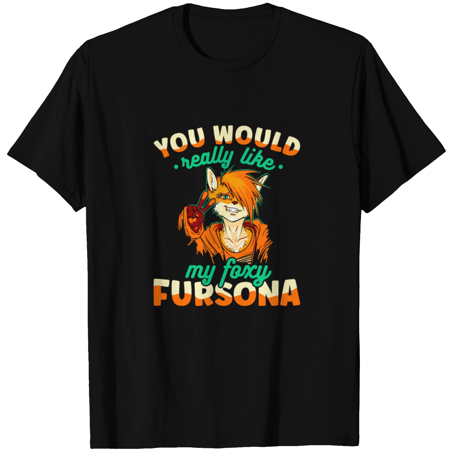 Fox with cute furry fersona fursuit funny furry T-shirt