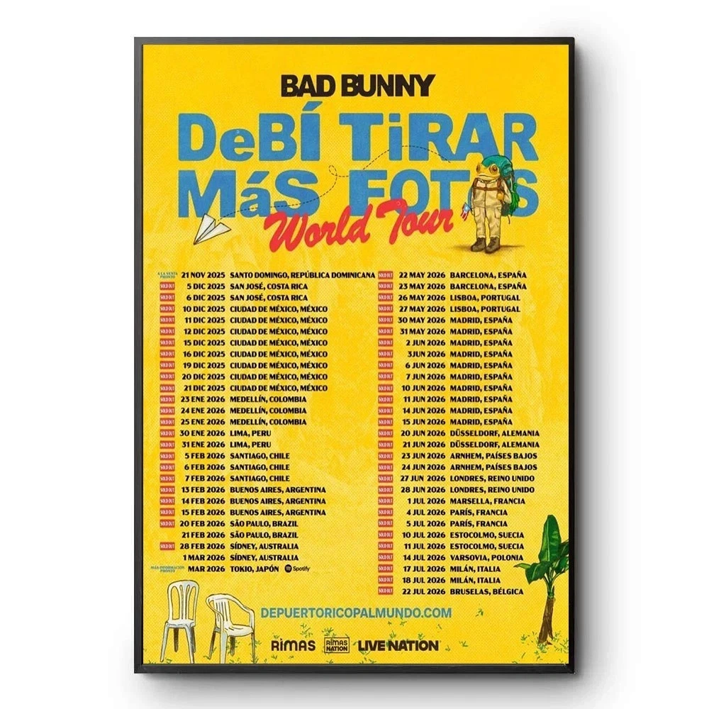 Bad Bunny World Tour 2025 2026 Concert Poster