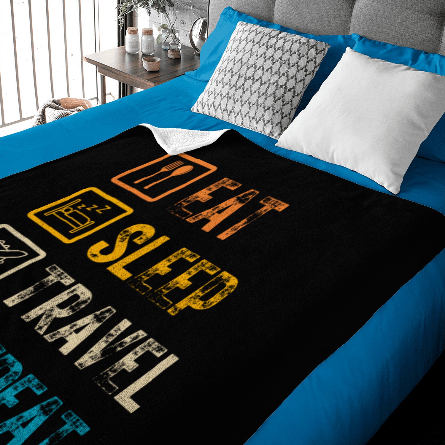 Eat Sleep Travel Repeat Baby Blankets