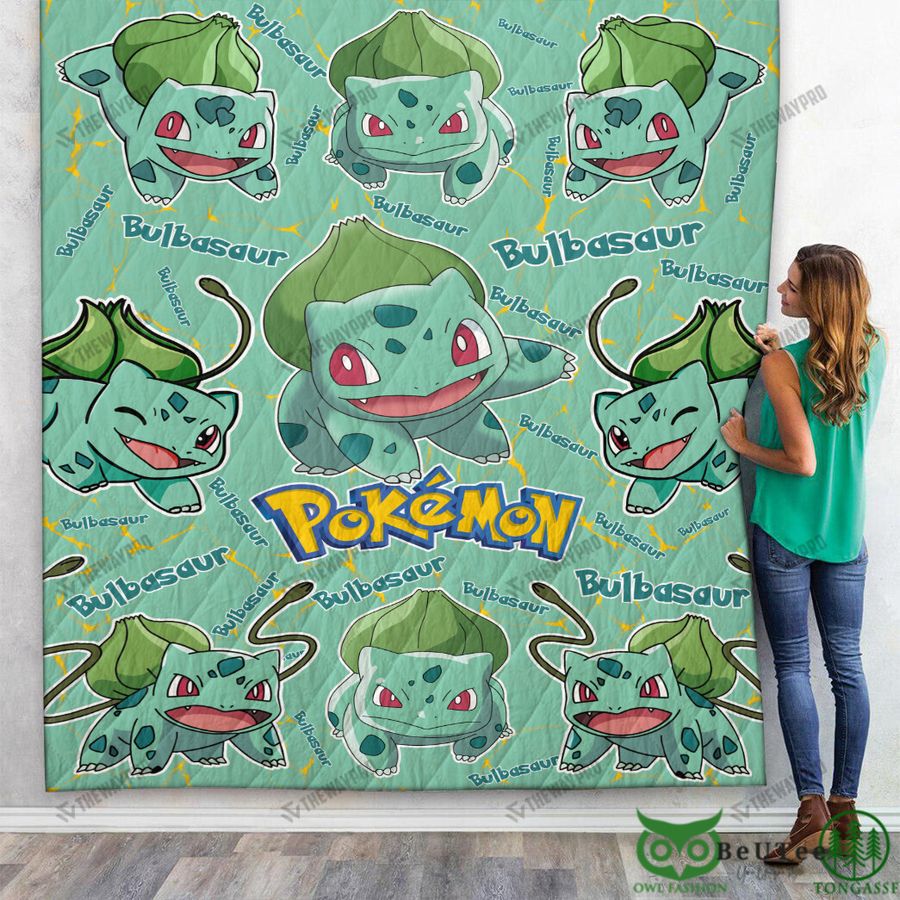 PKM Bulbasaur Character Quilt Blanket