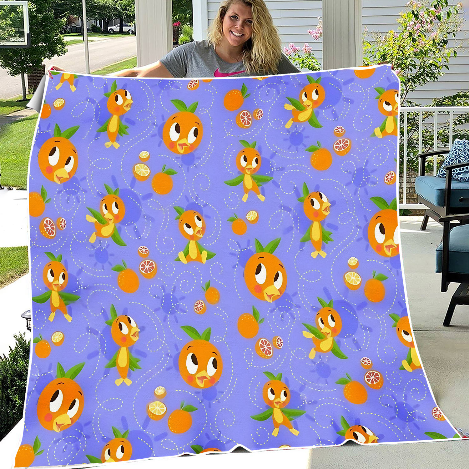 Orange Bird Passholder Logo (periwinkle) Throw Blanket
