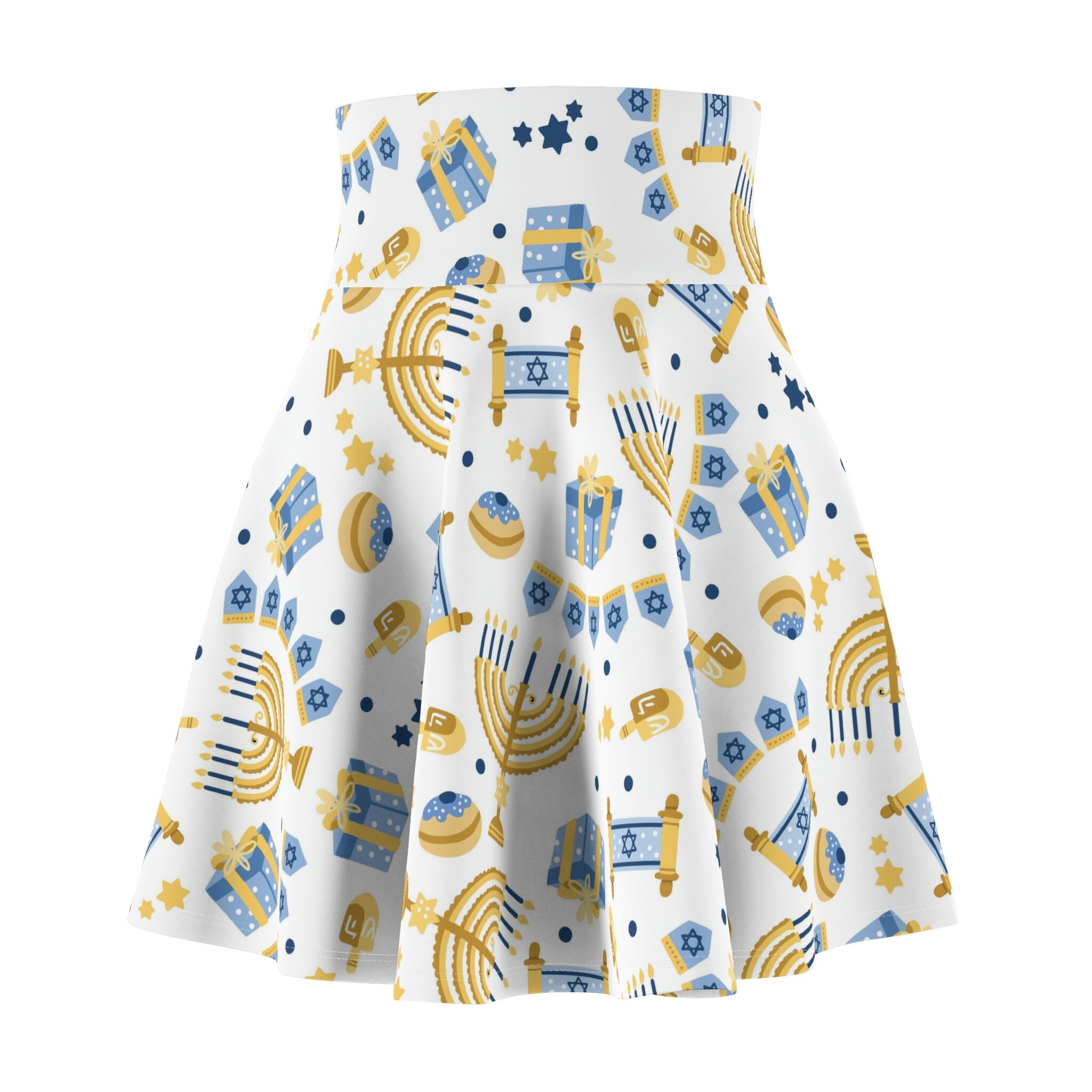 Hannukah on White Women's Skater Skirt