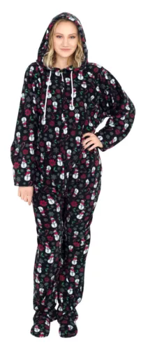 Snowman & Candy Cane Hooded Jumpsuit | Adult Jumpsuit | Adult Onesie