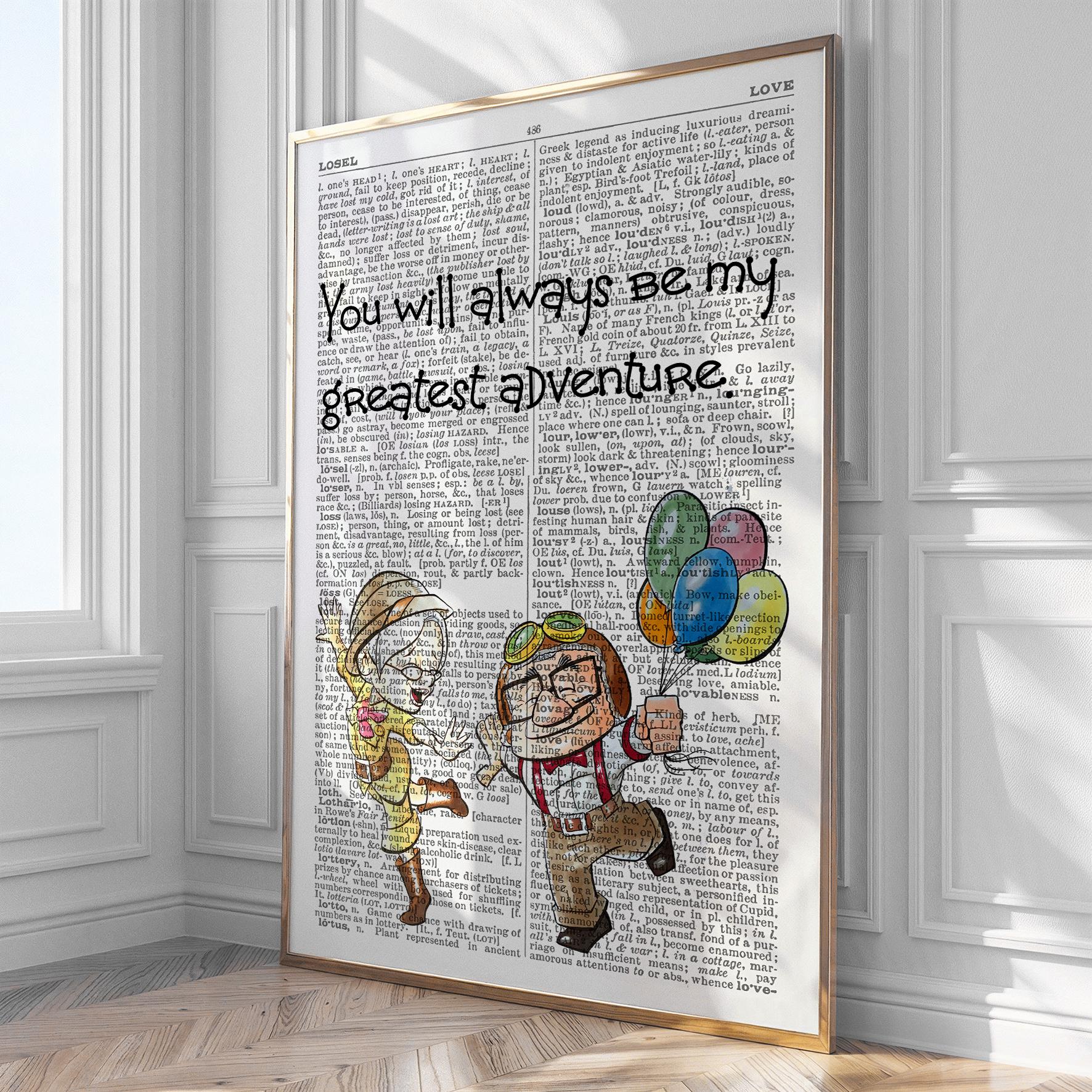 Carl and Ellie Vintage Art Print Poster Gift Idea For Him Or Her, Home Decor, Wall Art, #1