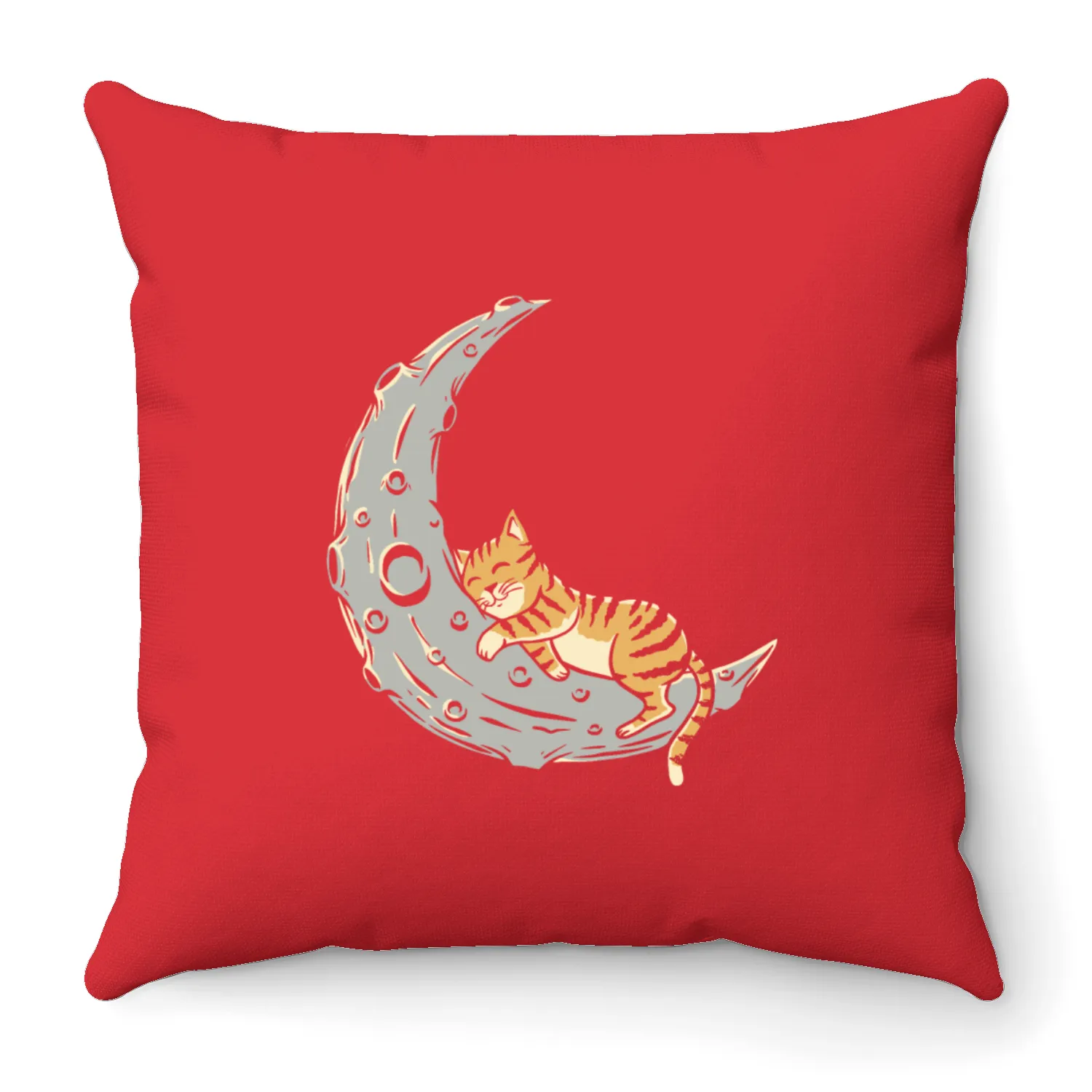 Cat Sleeps to the Moon Throw Pillows