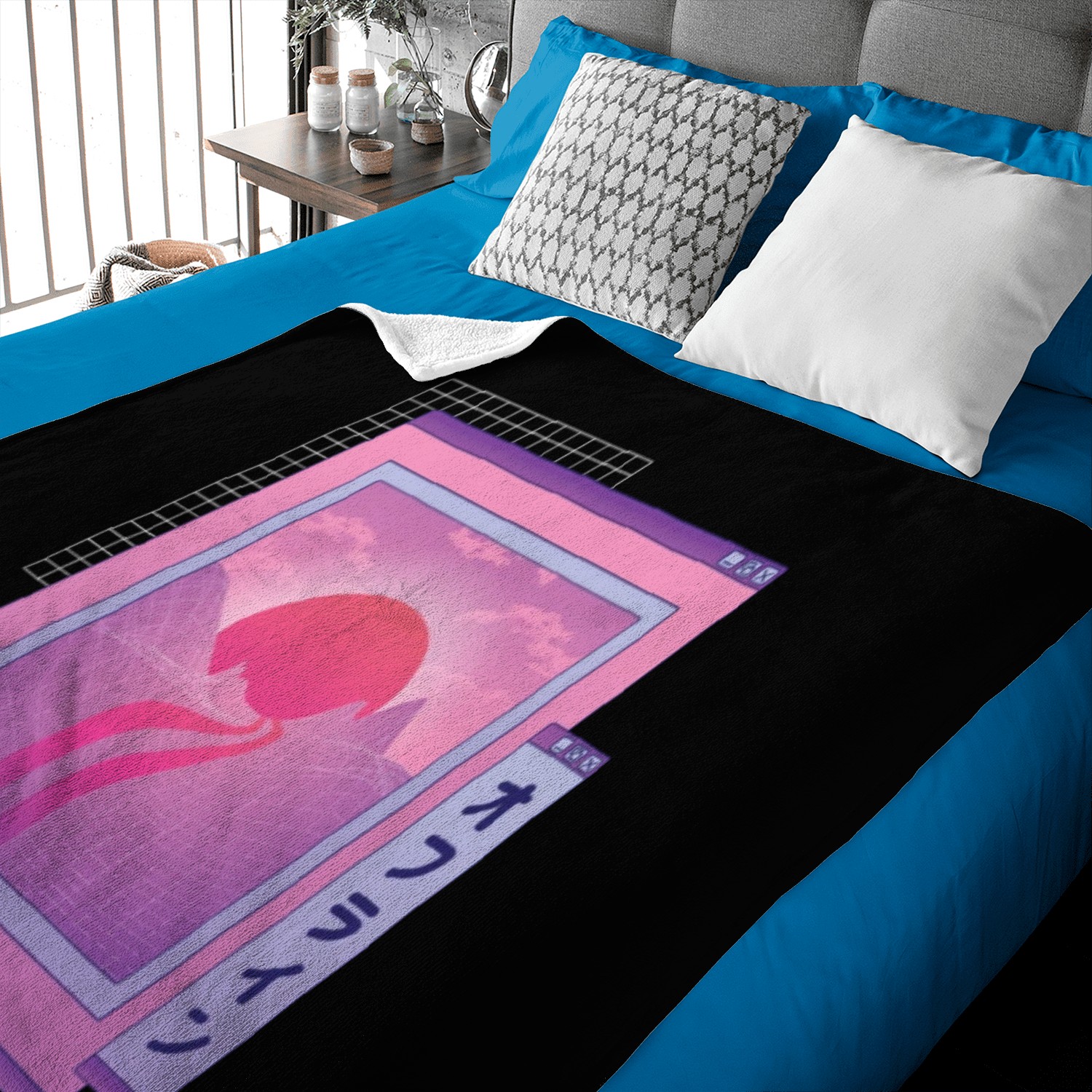 Japanese Vaporwave Landscape 70s 80s Mountain Aest Baby Blankets
