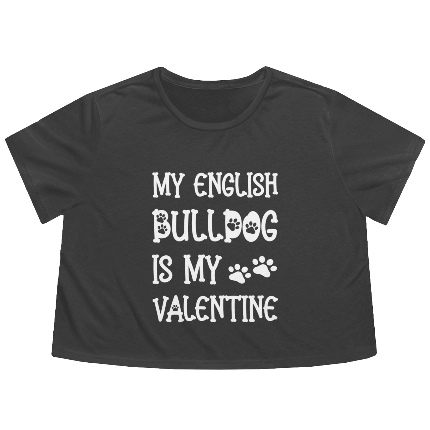My english bulldog is my valentine Flowy Cropped Tees