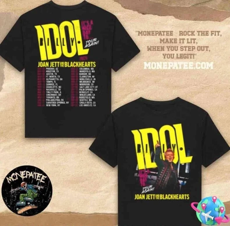Billy Idol It s A Nice Day To Tour Again 2025 Joan Jett Two Sides T-Shirt
