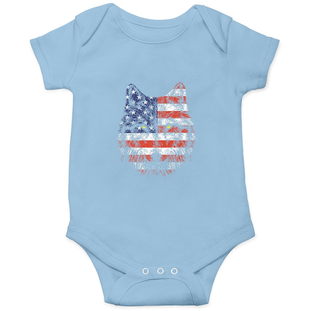 Wolf American Flag Usa Baby Bodysuit | 4th July Gift