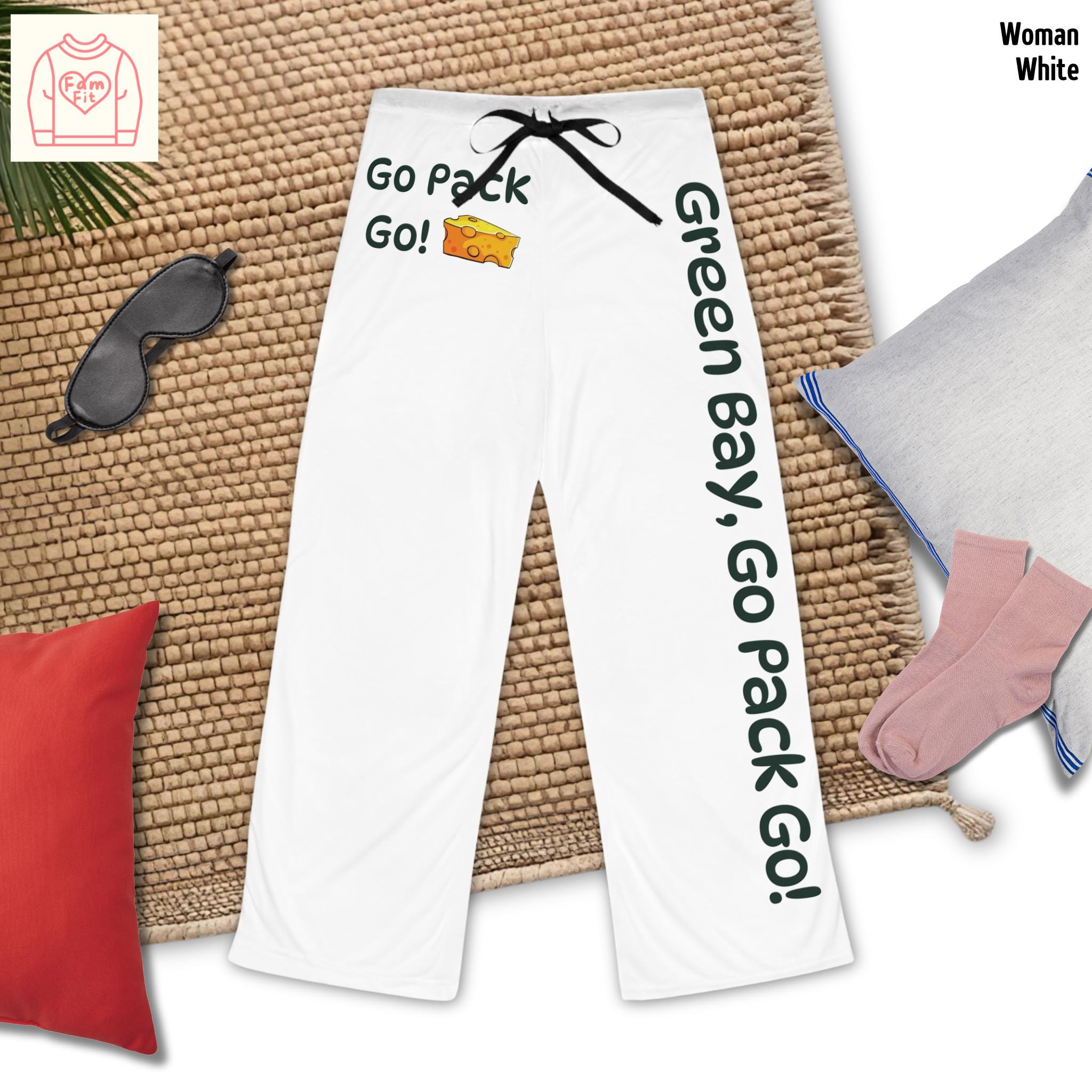 Go Pack Go Pajama Pants, Green Bay Pajamas Women, Green Bay Pajamas Men, Packer Pajamas Fan Gift, Pajama Pants, Gift for Him, Gift for Her