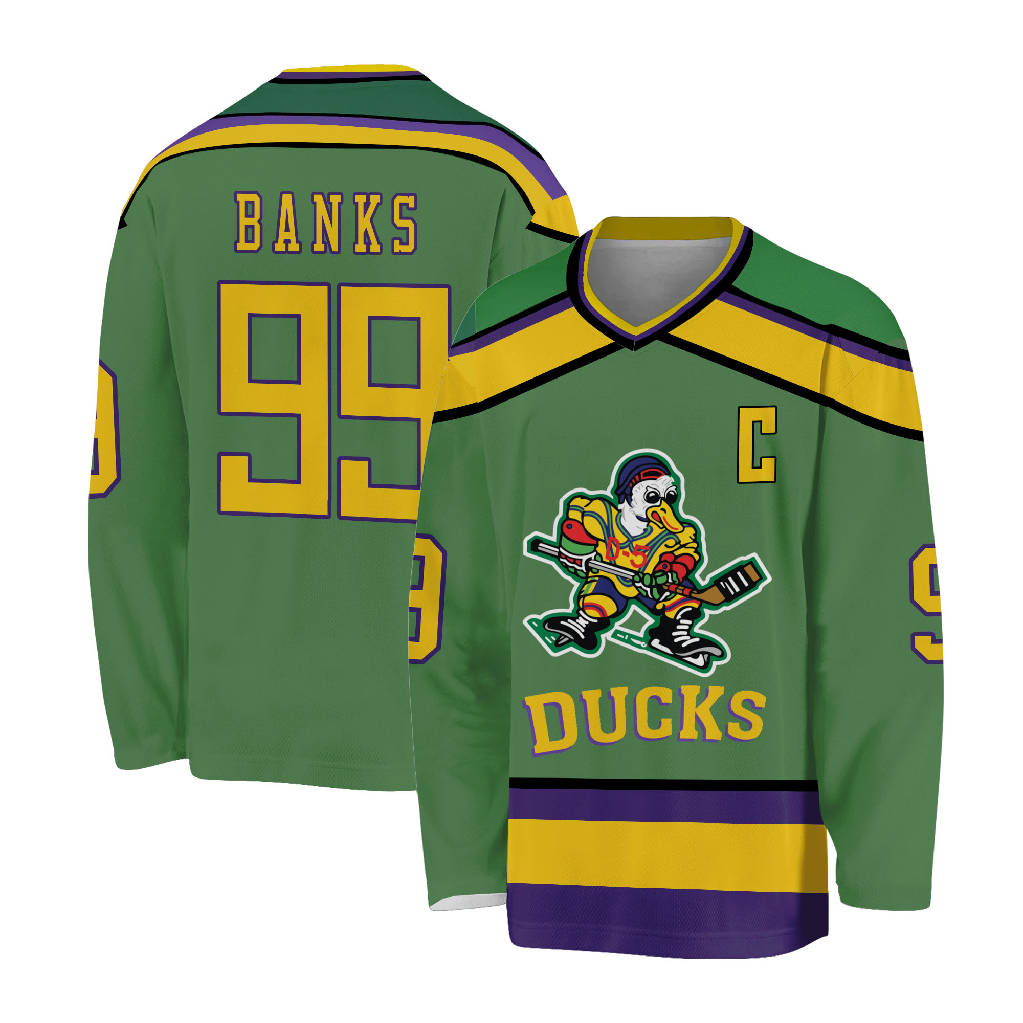 Youth Mighty Ducks Jersey Adam Banks #99 Movie Ice Hockey