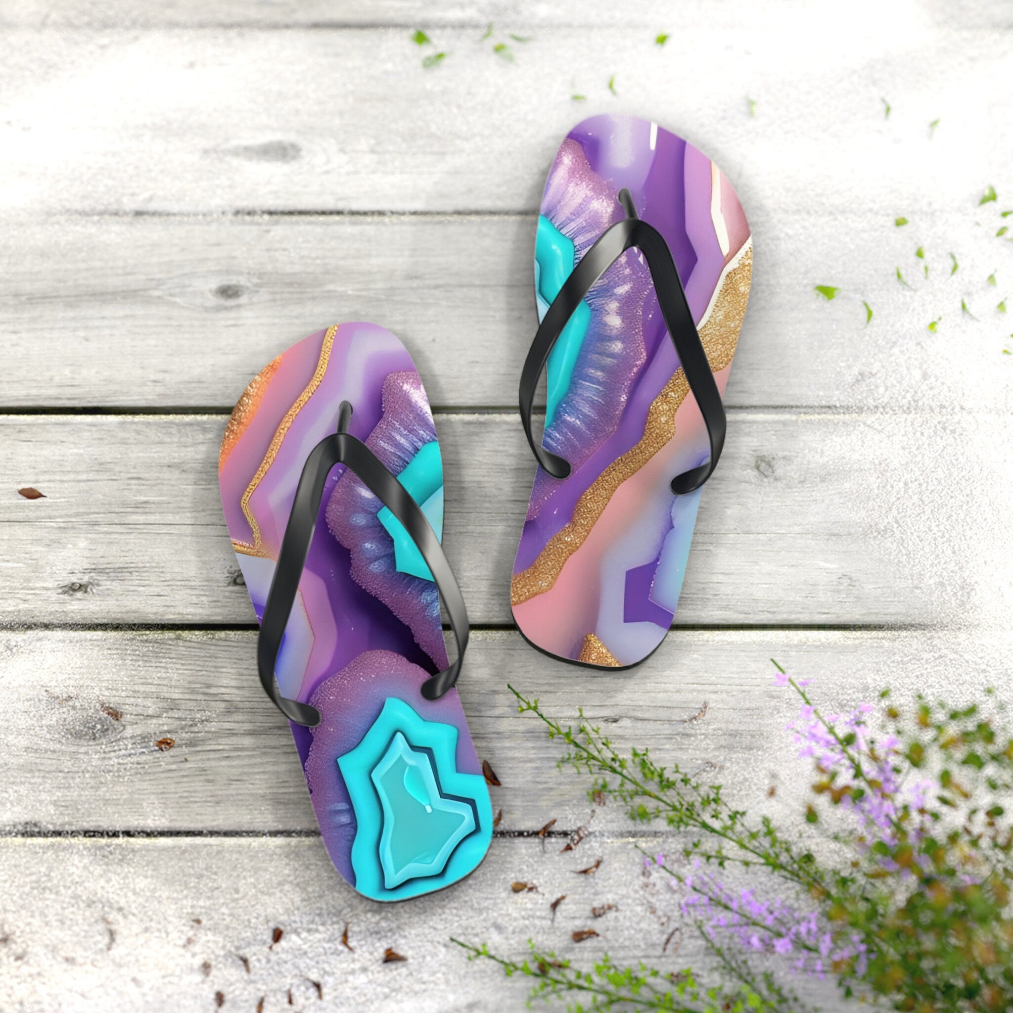 Purple Geode Flip Flops