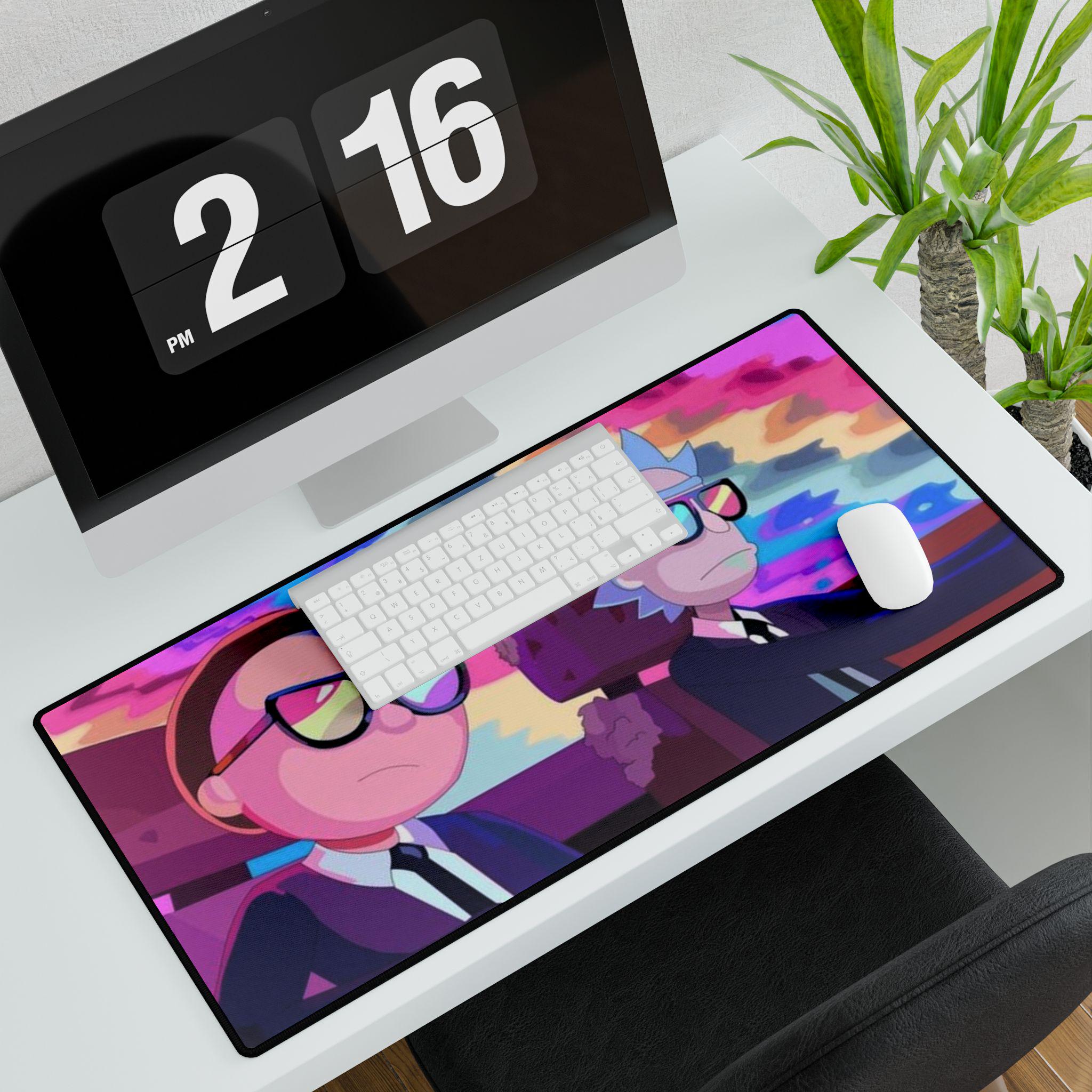 Rick and Rickandmorty Artistic Portrait Desk Mat - Vibrant Watercolor Style Mouse Pad, Animated Series Fan Art