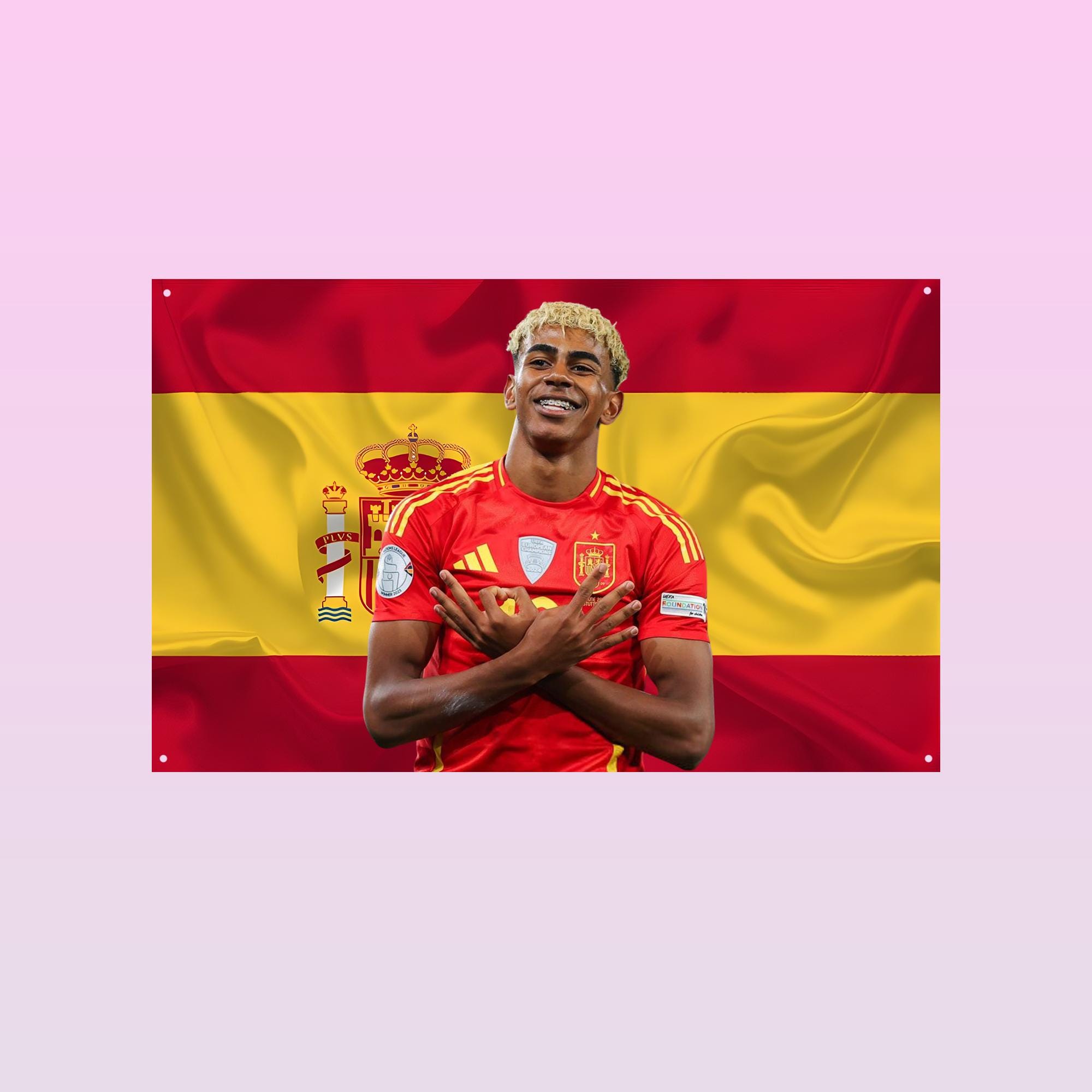 Lamine Yamal Spain Flag Tapestry, Spain World Cup Football Wall Hanging, Soccer Wonderkid Banner, Spanish Fan Wall Decor, Sports Themed Tapestry Gift