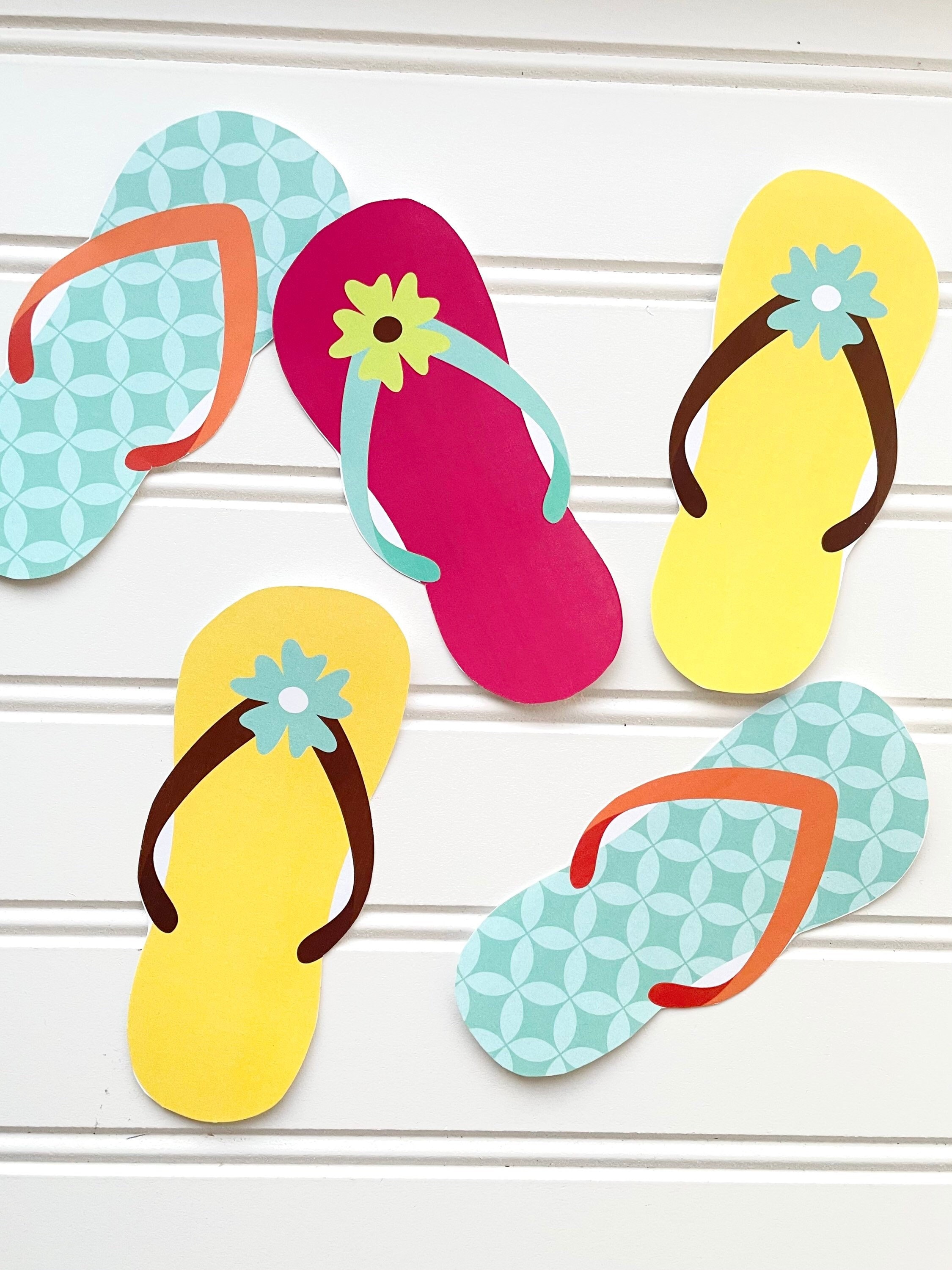 Flip Flop Garland Printable, Summer Party Decorations, Flip Flop Decor, Beach Party Flip Flops, Pool Party Supplies