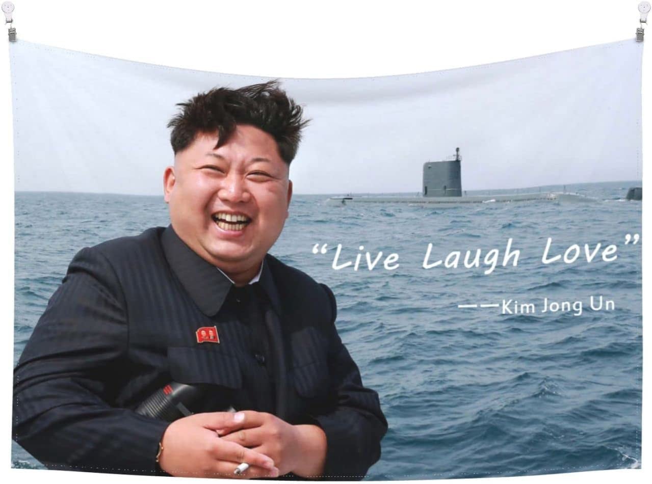 Kim Jong Un Tapestry Wall Hanging Tapestries, Funny Meme Live Laugh Love Tapestry