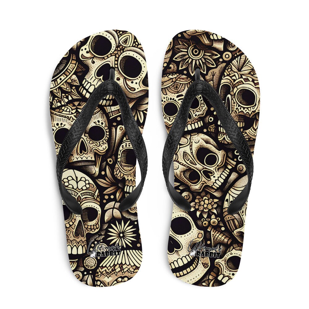 Flip flops with Mexican skull design | Sandals | Summer shoes | Skull design