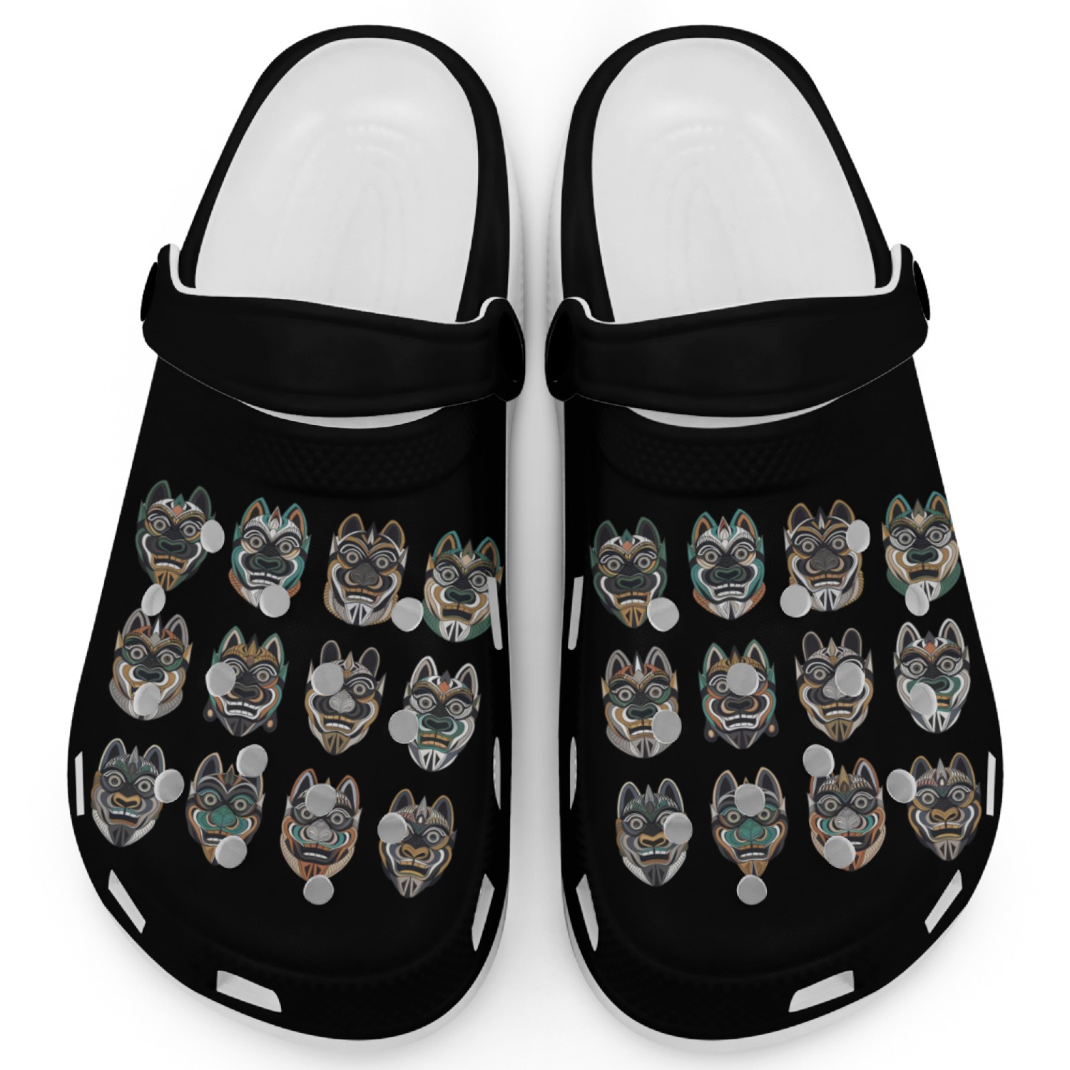 Tribal Animal Mask Collection: Ethnic Art Clogs