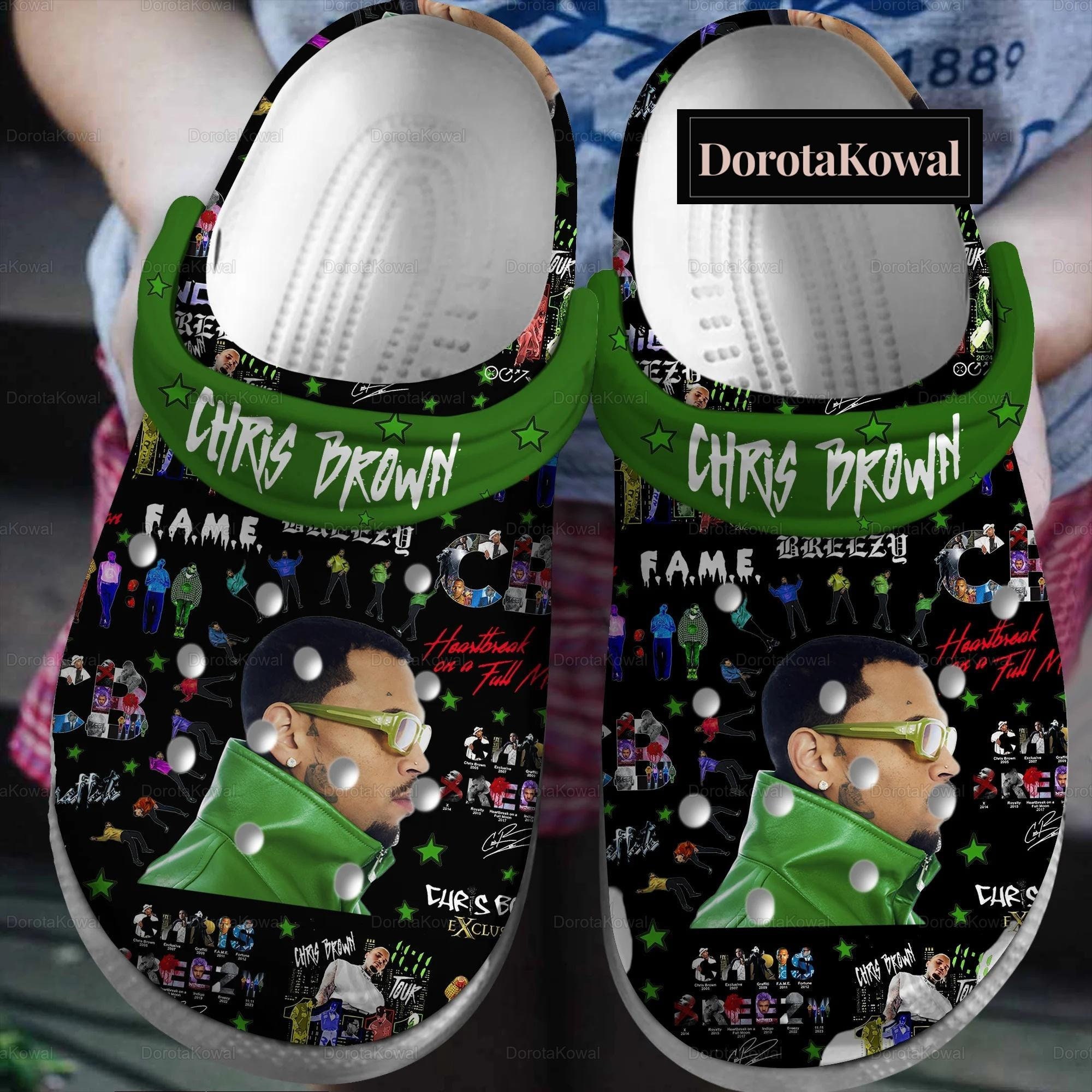 Chris Brown Limited Edition Shoes, Chris Brown Tour 2024 Sandals, Music Tour Shoes, Chris Brown Adult Shoes, Chris Brown Fan Gift