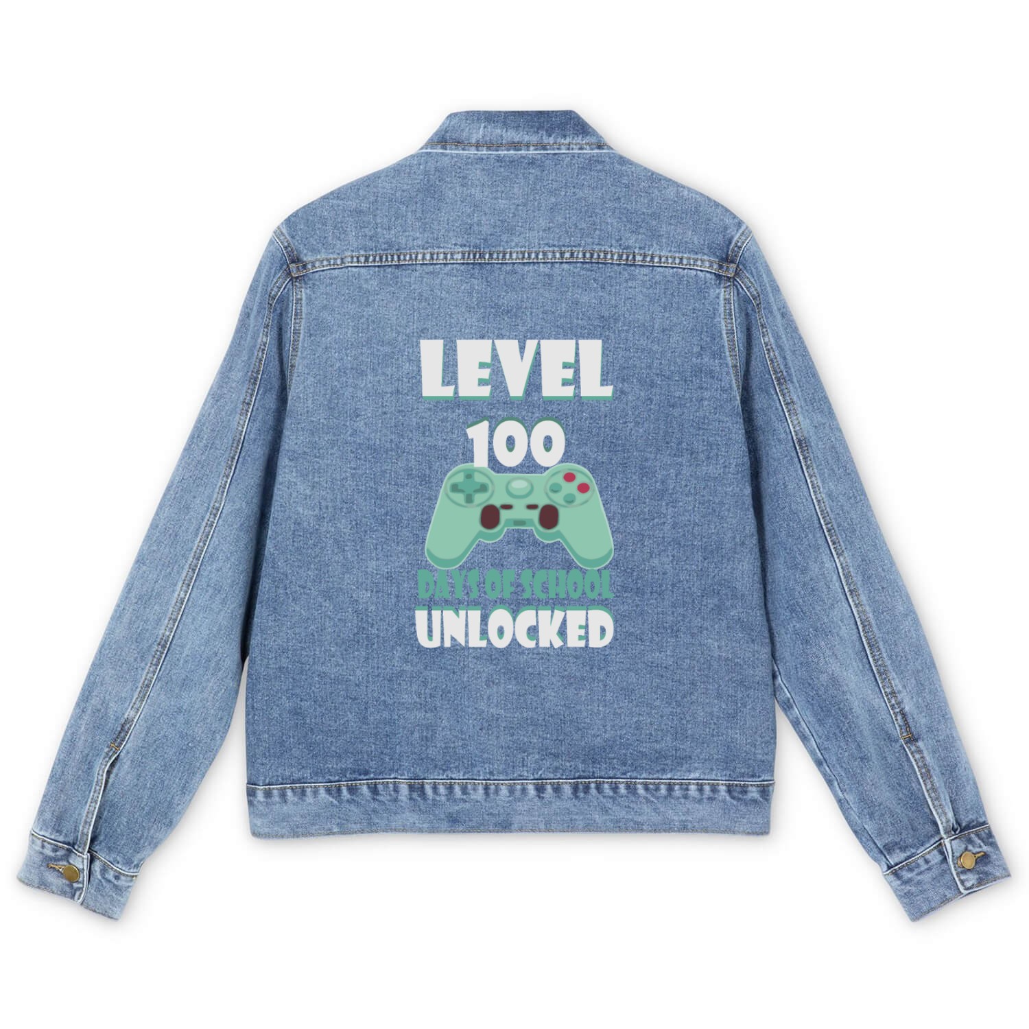 level 100 days of school unlocked Men's Denim Jackets