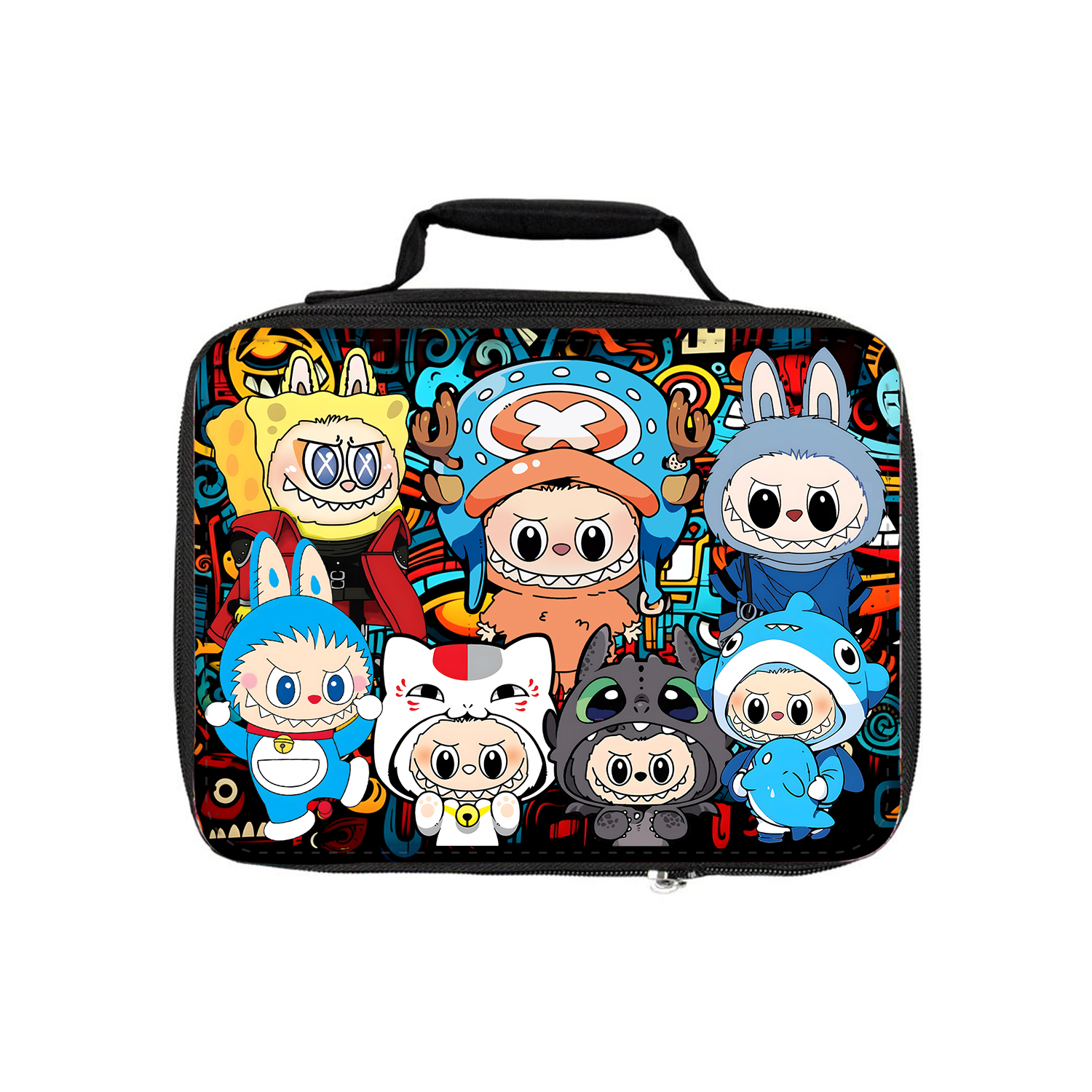 Graffiti Labubu Themed Lunch Bag with Handle, Labubu Back to School