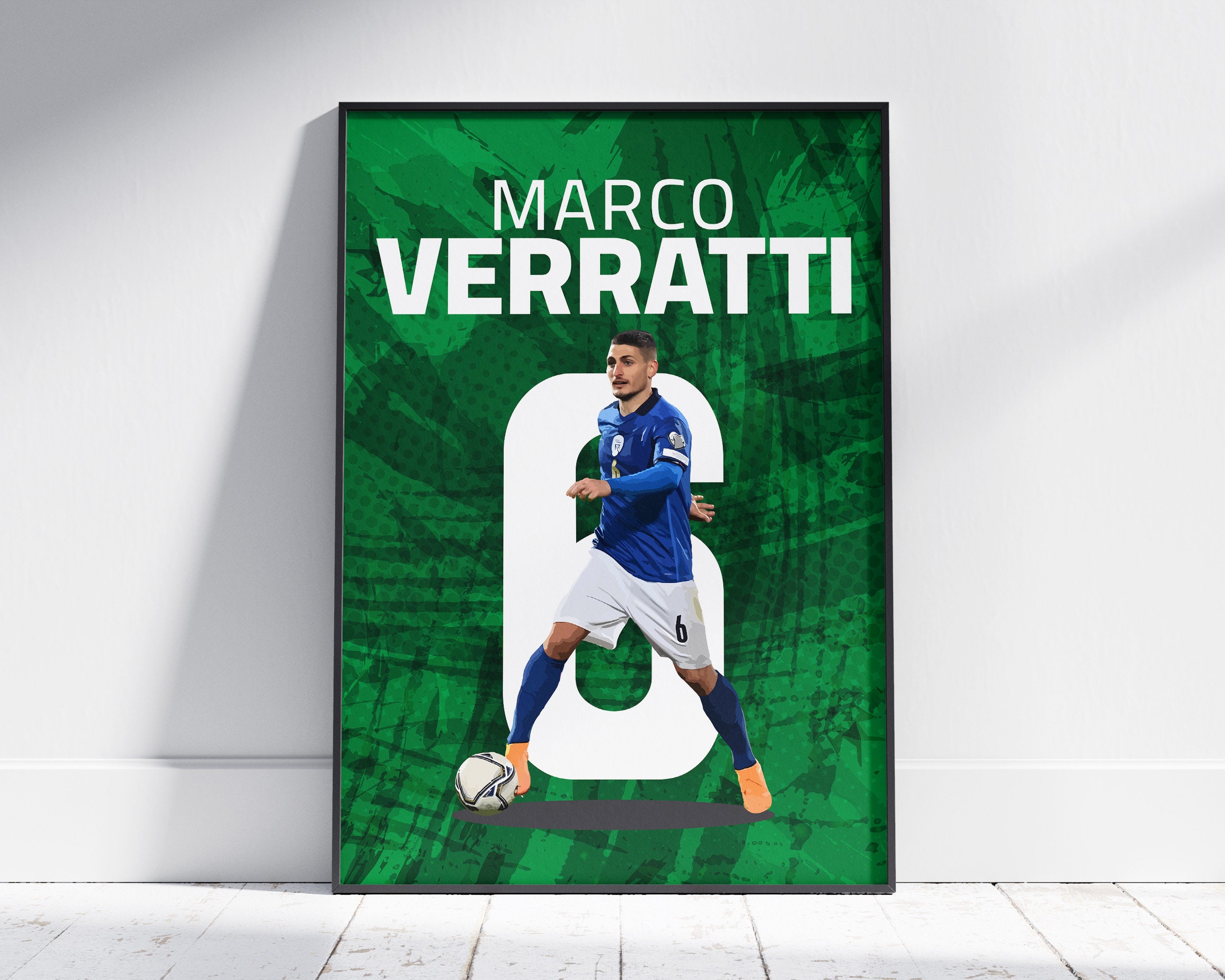 Marco Verratti Print, Gifts for Boyfriend, Midfielder of Italy National Soccer Team