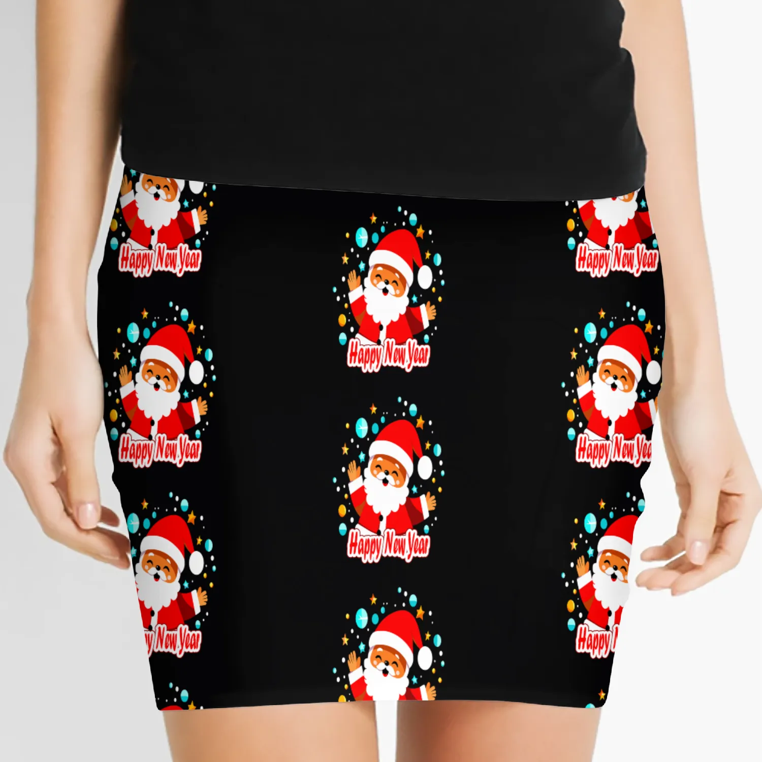 Happy New Year Santa Claus - Festive Holiday Cheer Women's Mini Skirts